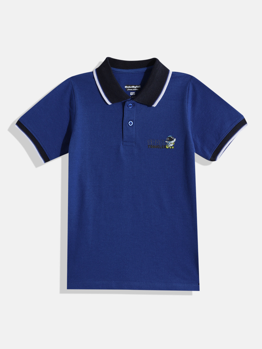 makemyfab Boys Typography Printed Polo Collar T-shirt