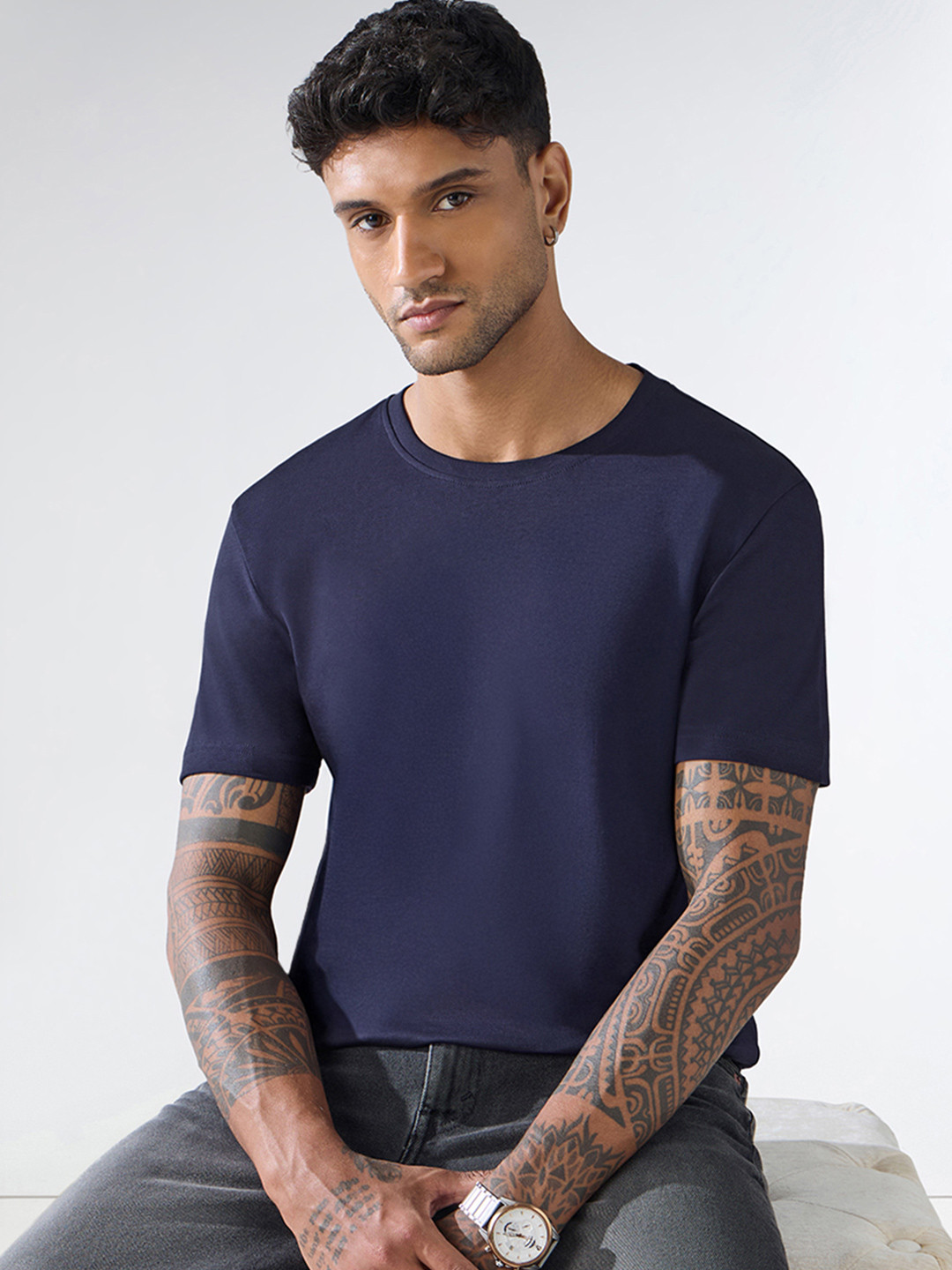 Bewakoof Party Animal Men Inking Blue T-Shirt