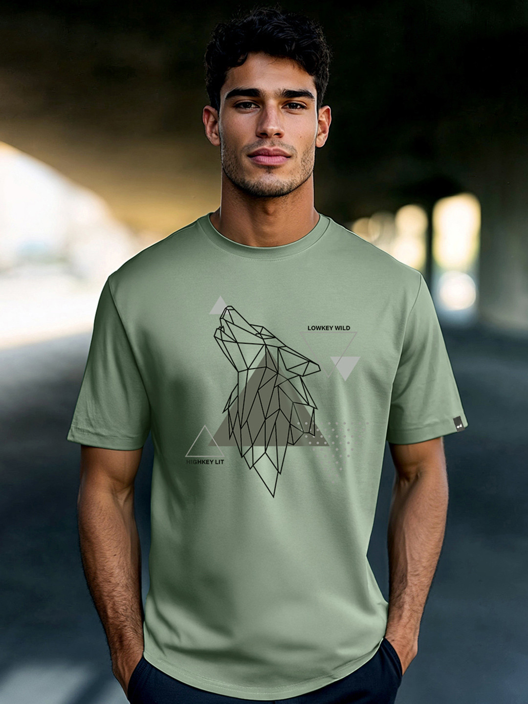 Bewakoof Party Animal Men Olive Green Low Key Wild Graphic Printed T-Shirt