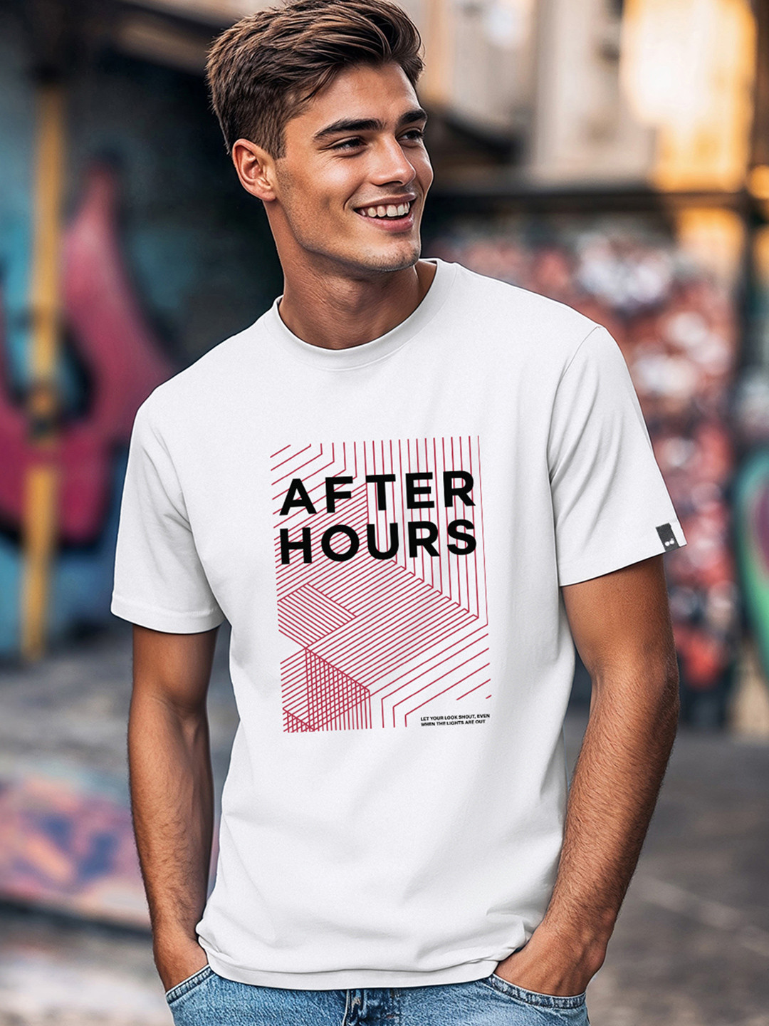 Bewakoof Party Animal Men White After Hours Graphic Printed T-Shirt