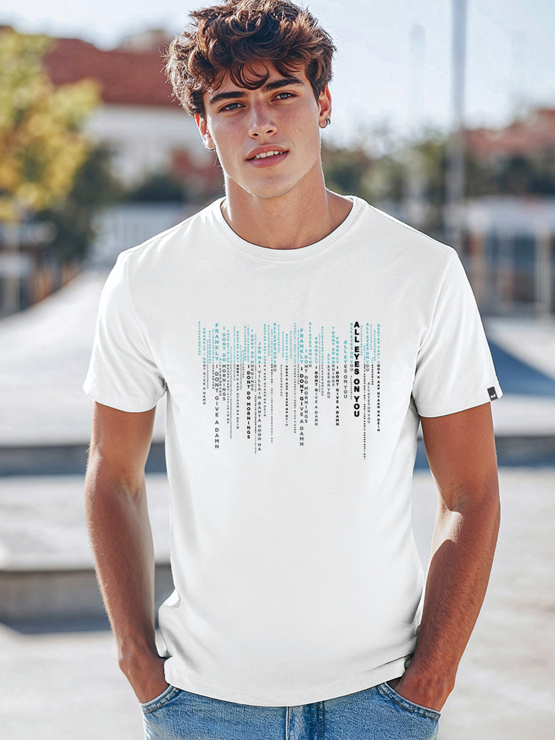 Bewakoof Party Animal Men White Matrix Graphic Printed T-Shirt