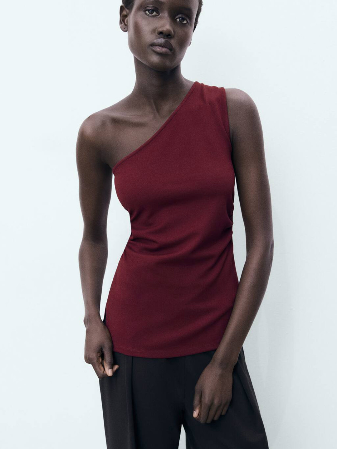 MANGO One Shoulder Fitted Top