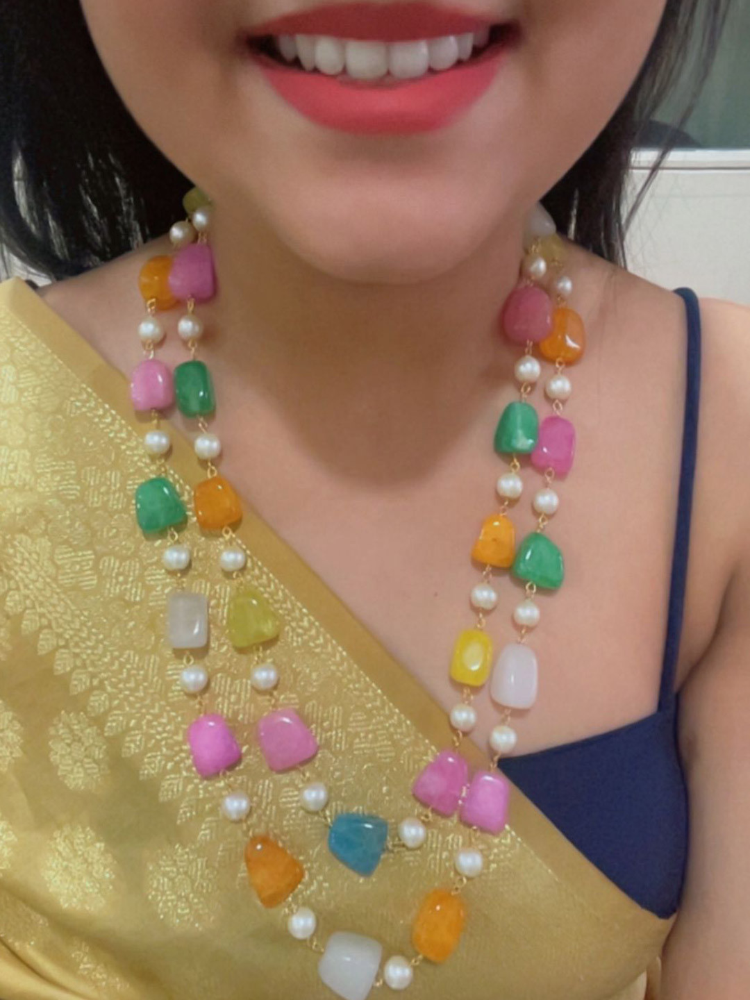 Raj Gems Natural Quartz & Pearl Gemstone Beads Necklace