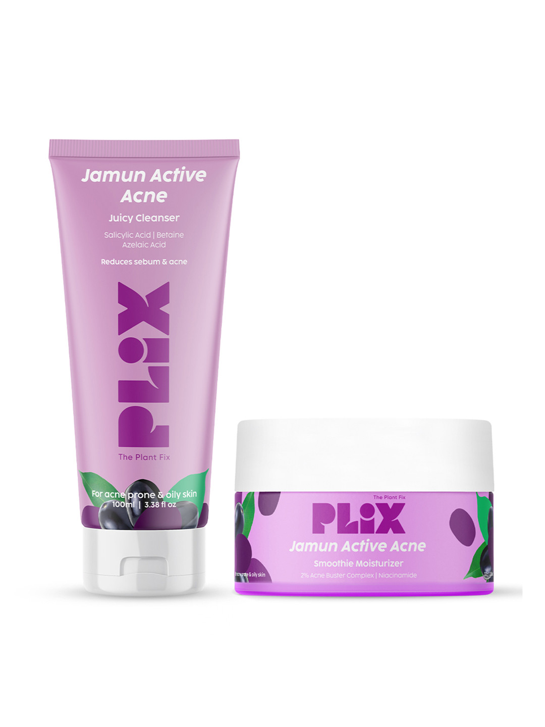 PLIX THE PLANT FIX Jamun Active Acne Combo - Face Wash 100ml & Moisturizer 30g