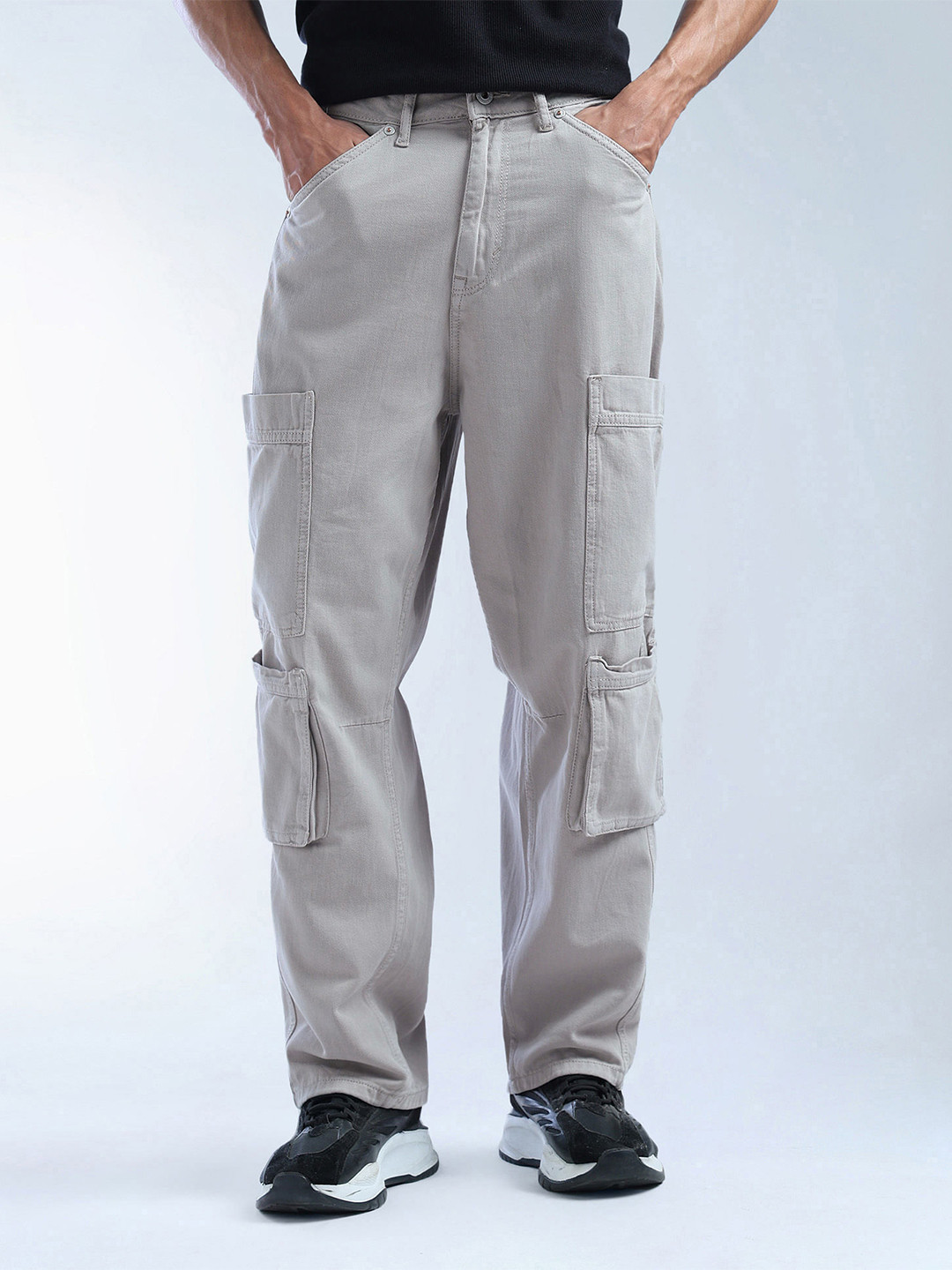 Flying Machine Men Relaxed Fit Mid-Rise Cargo Styles Cotton Jeans