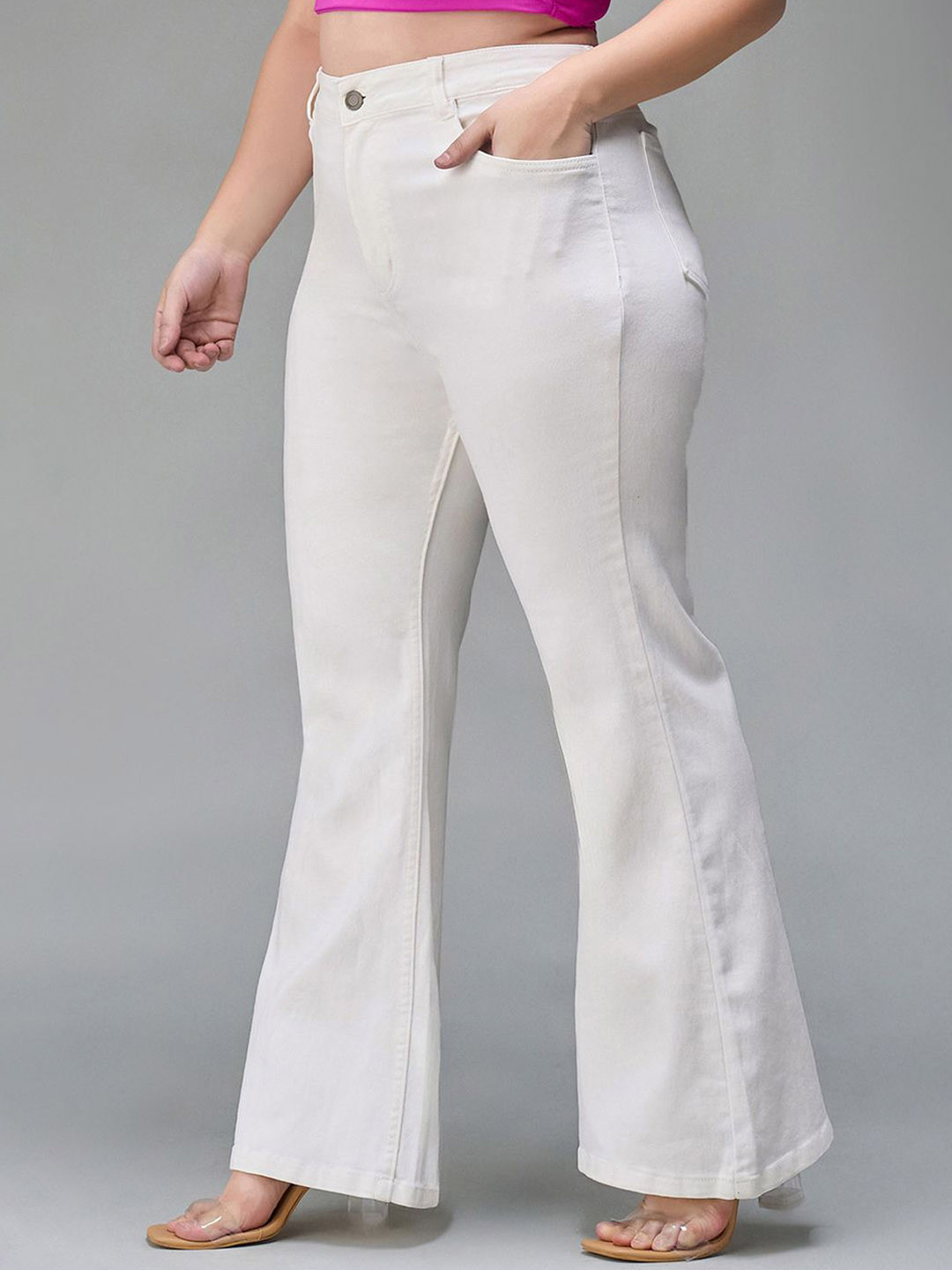 Miss Chase A+ Women's Bootcut High Rise Clean Look Stretchable Denim Jeans