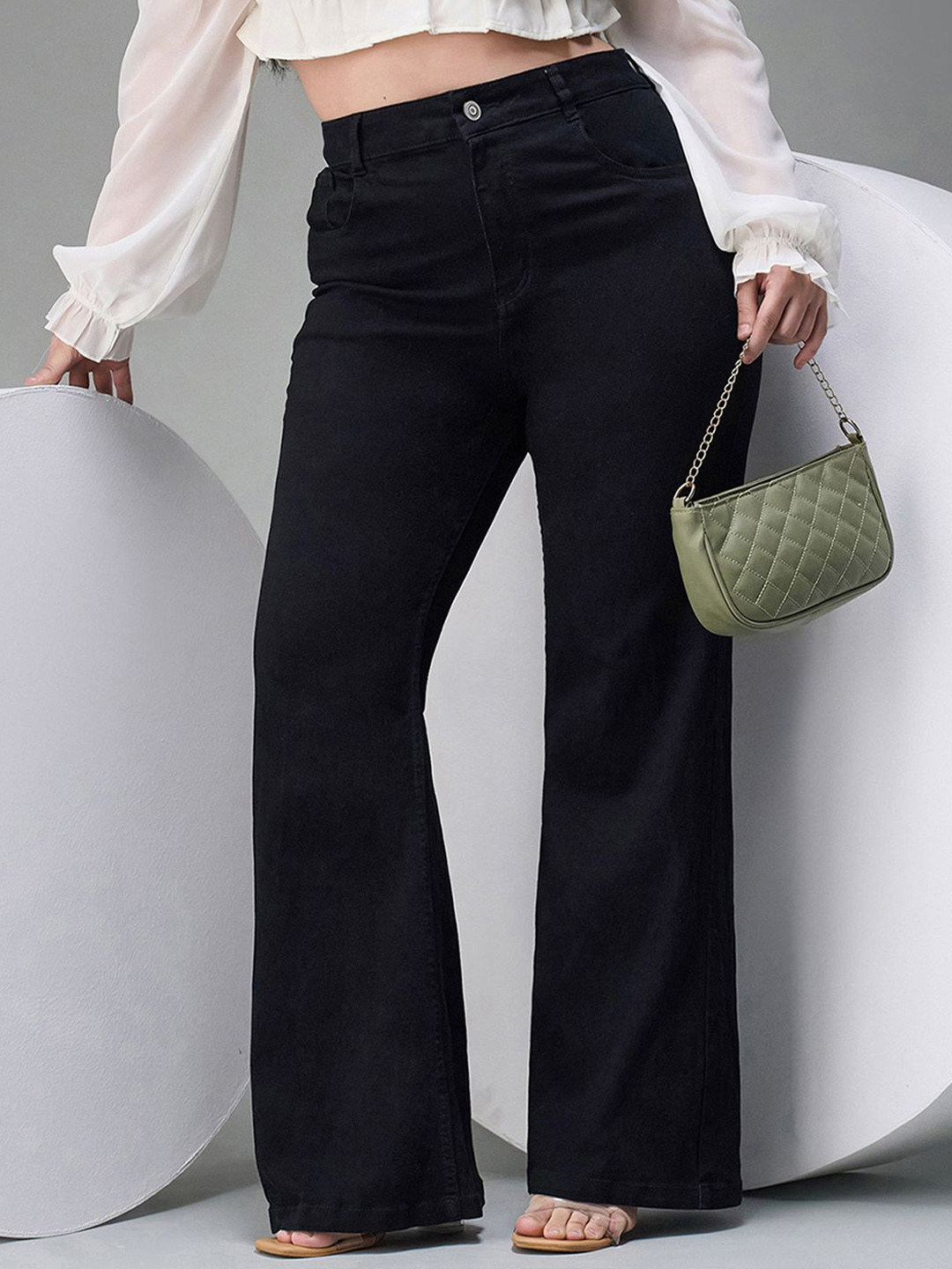 Miss Chase A+ Women's Bootcut High rise Clean look Regular Stretchable Denim Jeans