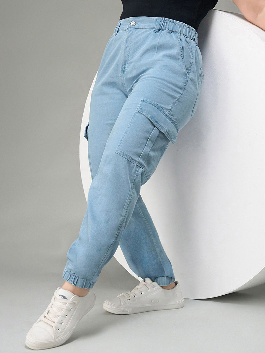 Miss Chase A+ Women's Regular High Rise Clean Look Stretchable Light Weight Denim joggers