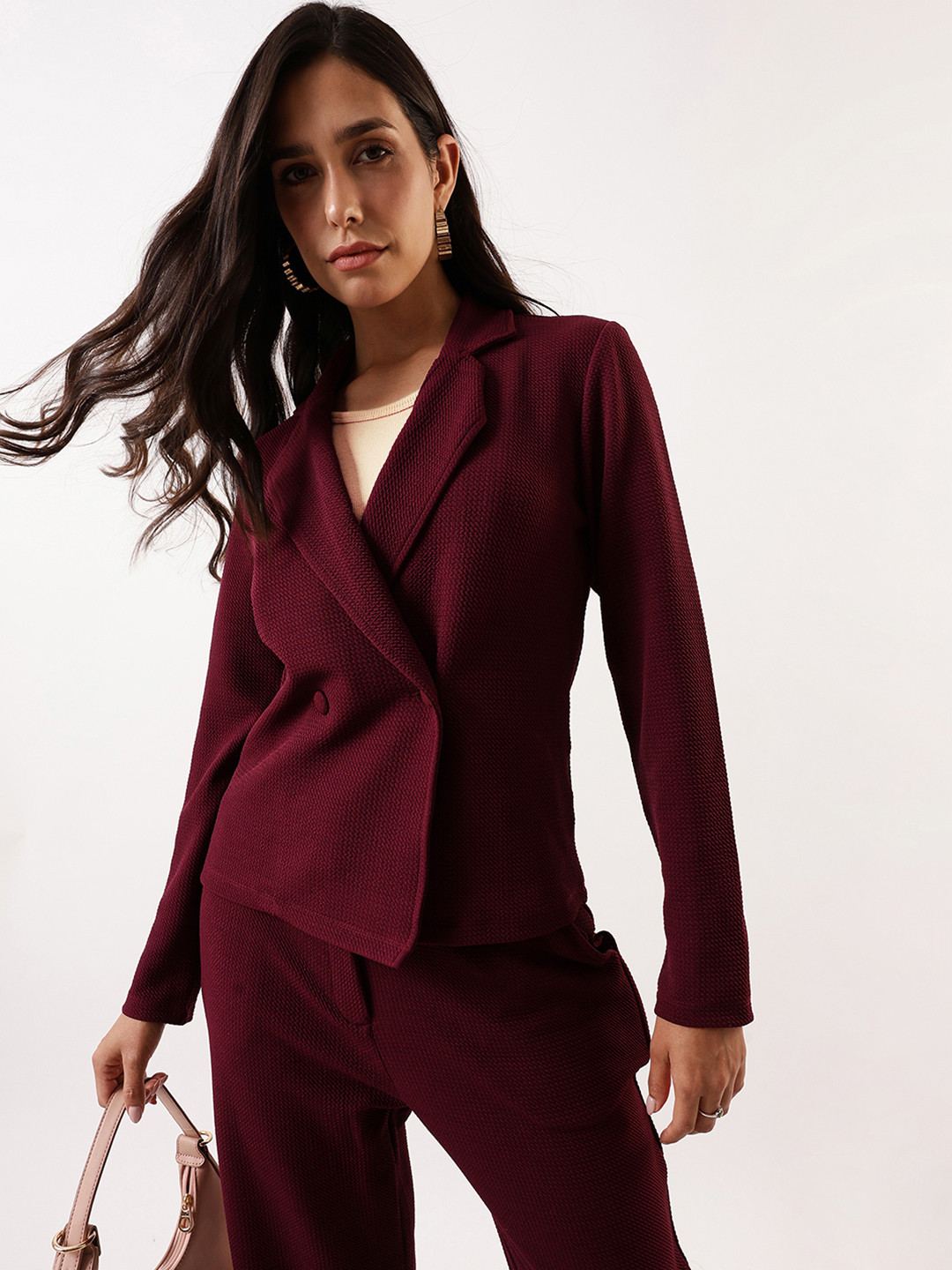 DL Woman Notched Lapel-Collar Blazer & Trousers Co-Ord Set