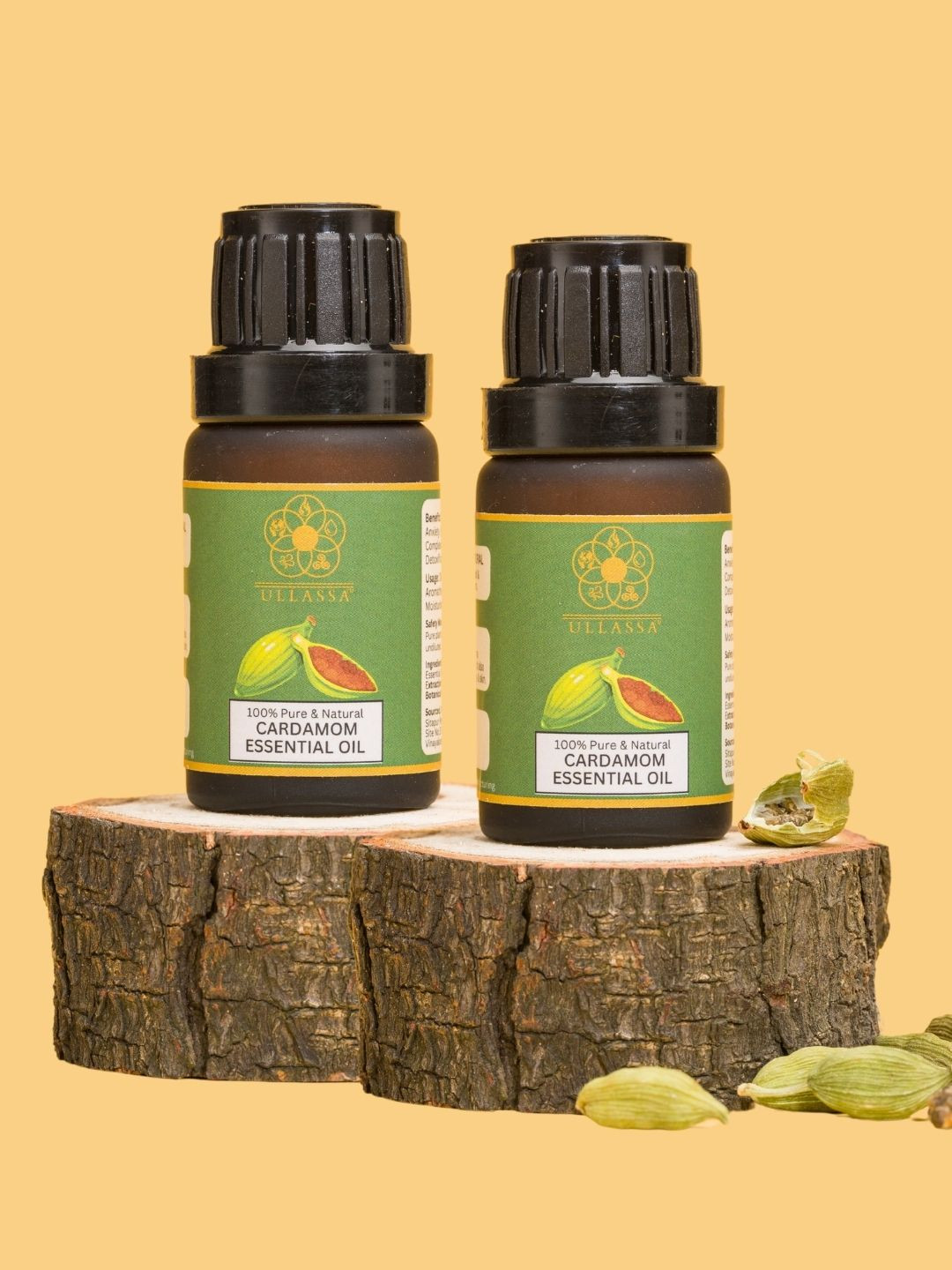 ULLASSA Pack of 2 Cardamom Essential Oil For Anti-Aging, Complexion, Hydration, Sun Protection