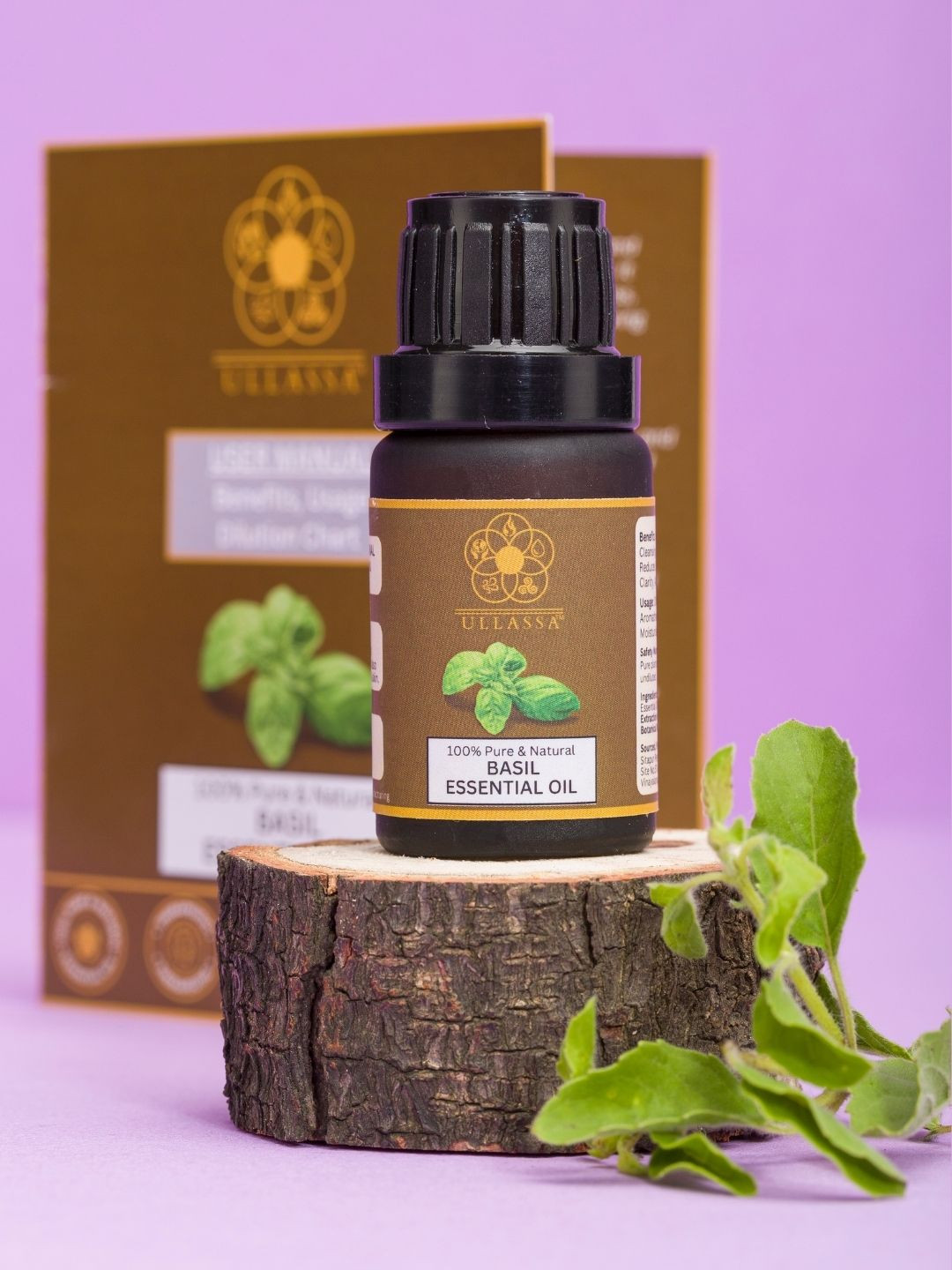 ULLASSA Basil Tulsi Essential Oil For Skin Cleansing, Acne Control, Immunity