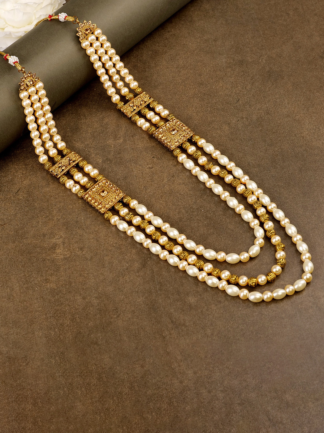 JIYANSHI FASHION Men Gold-Plated Pearl-Beaded Necklace