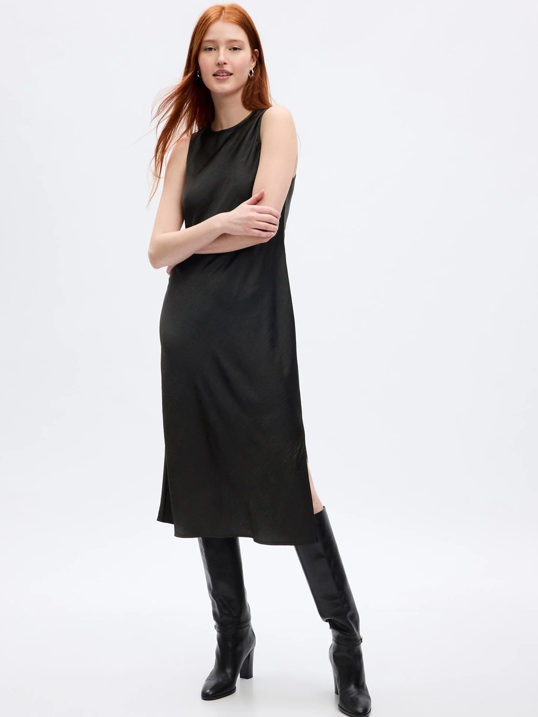 GAP Women Shift Slits Midi Dress
