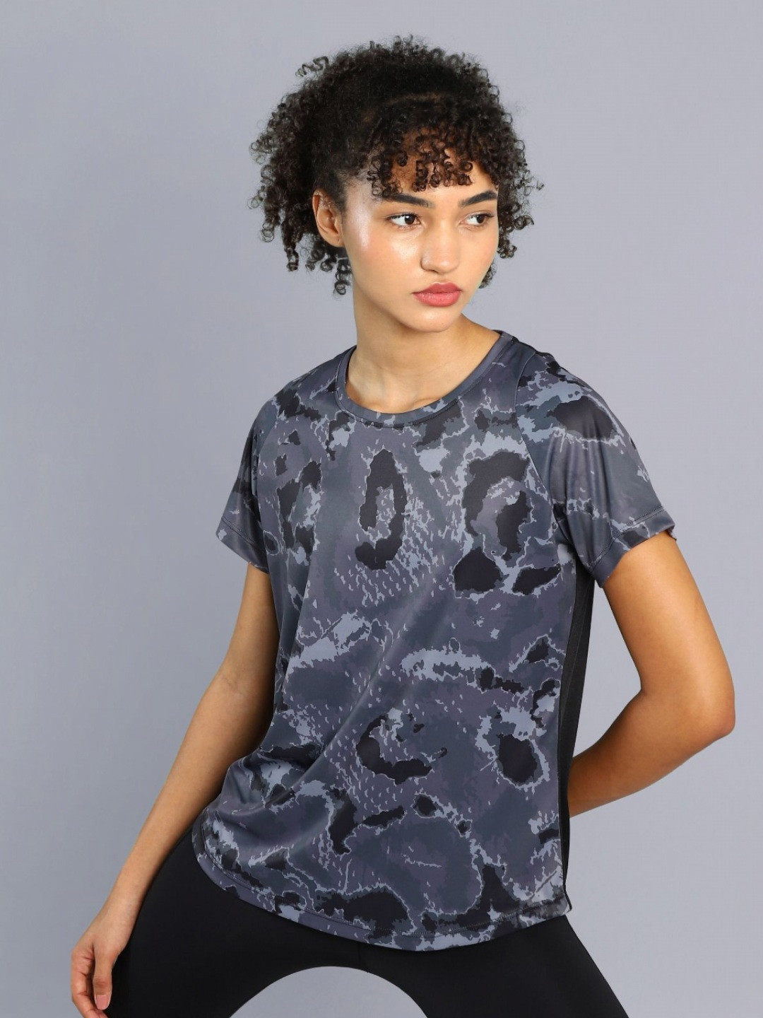 CULT Women Black Pacer AOP Top