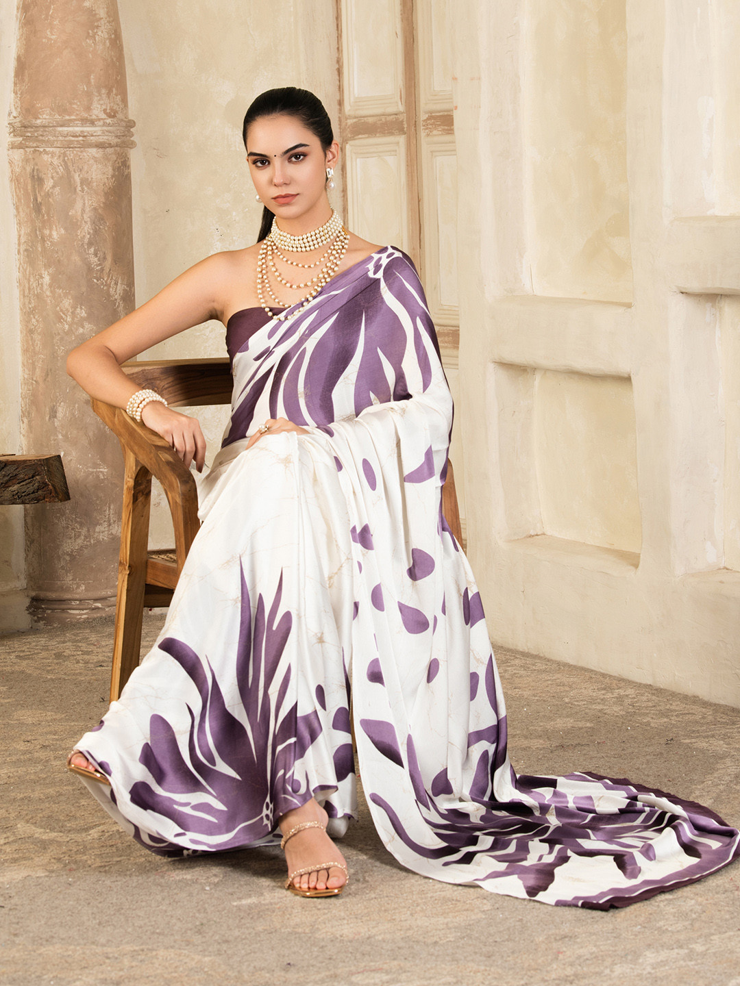 Sangria Super Soft Printed Saree With Unstitched Blouse