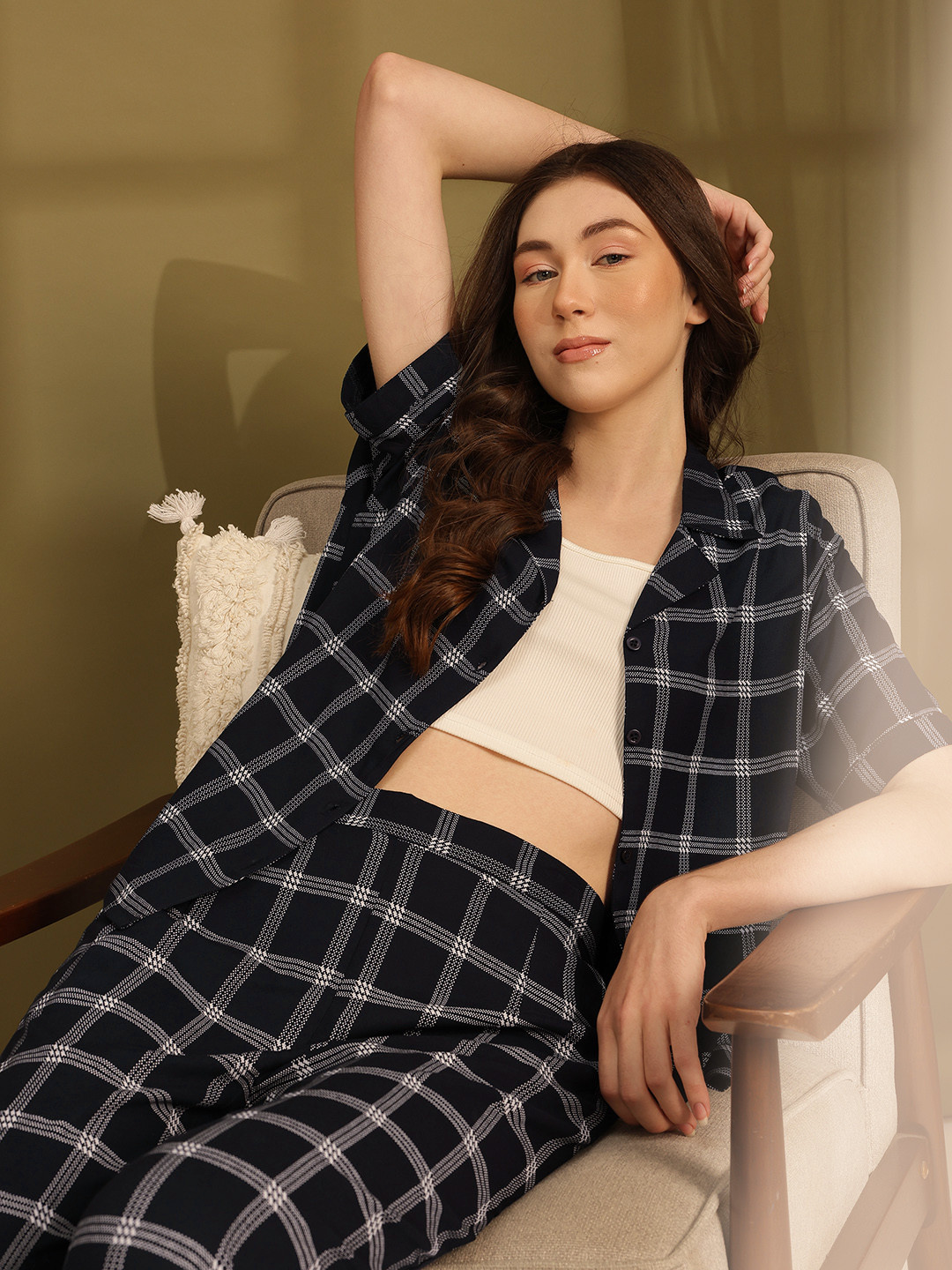 ETC Women Checked Pyjama Set