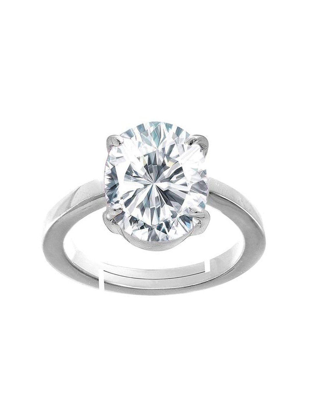 GenZcomplex Silver Brass Gems Zircon Rhodi Adjustable Finger Ring