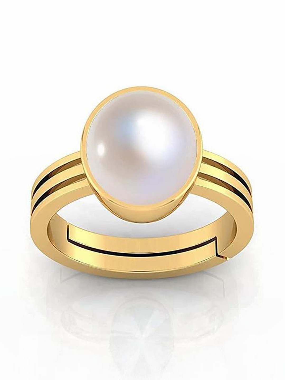 GenZcomplex Gold-Pated Brass Pearls Finger Ring
