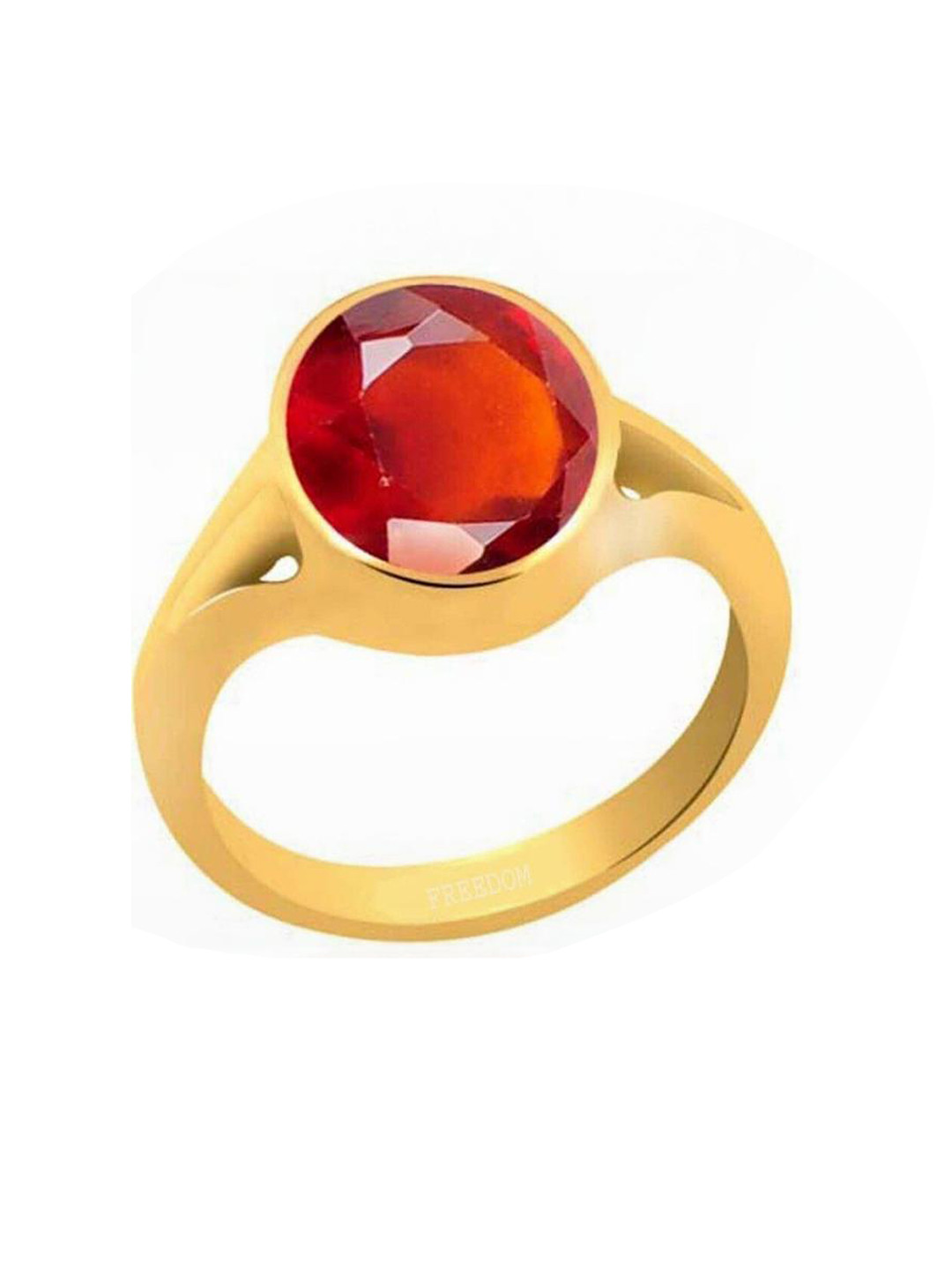 GenZcomplex Unisex Brass-Plated Finger Ring with Garnet Gemstone