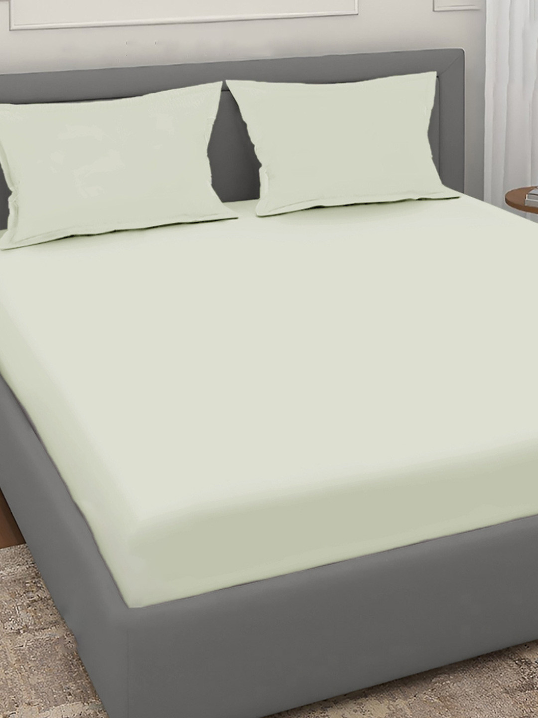 Aura Green 350 TC King Fitted Bedsheet Set-2.50 m x 2.15 m