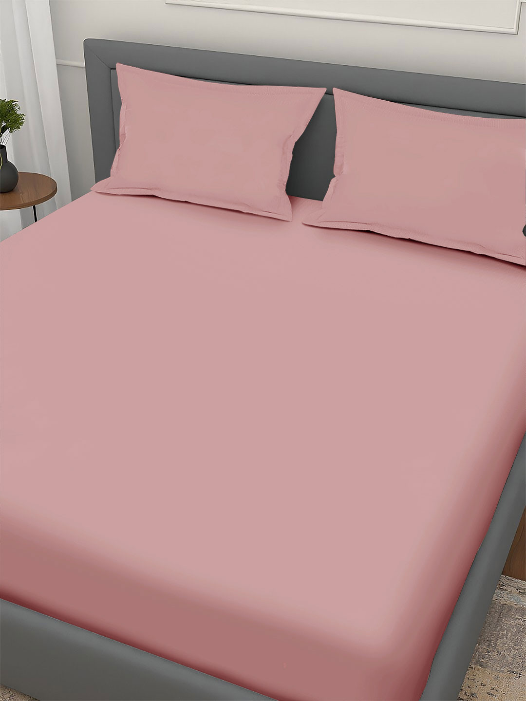 Aura Peach 350 TC King Fitted Bedsheet Set 2.70 m x 2.60 m