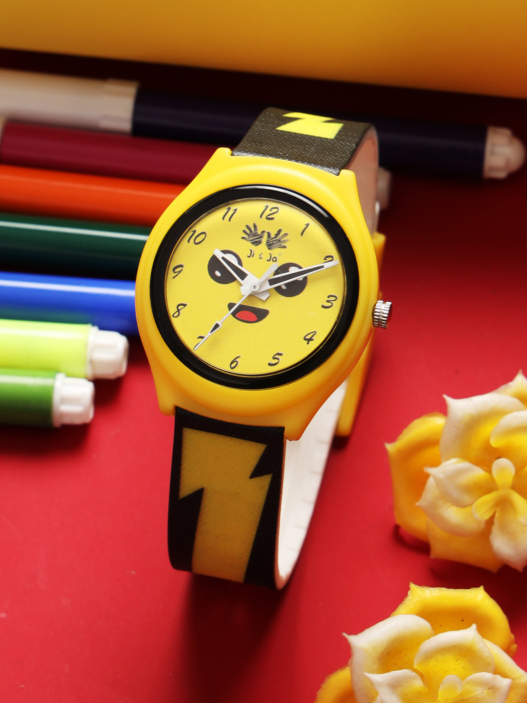 JI & JA Unisex Kids Brass Patterned Dial & Straps Analogue Watch JJ243