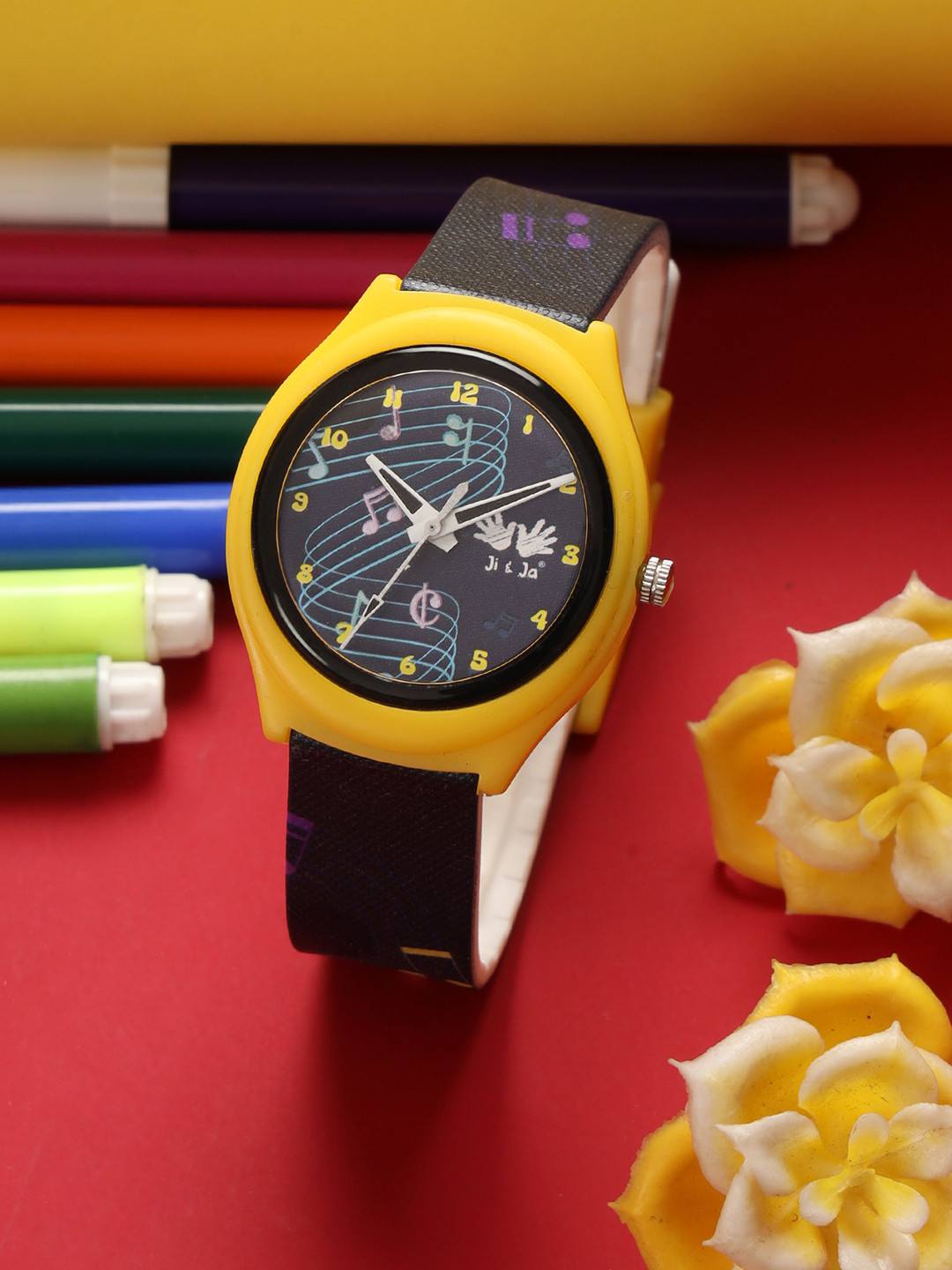 JI & JA Unisex Kids Patterned Dial & Straps Round Reset Time Analogue Watch JJ208