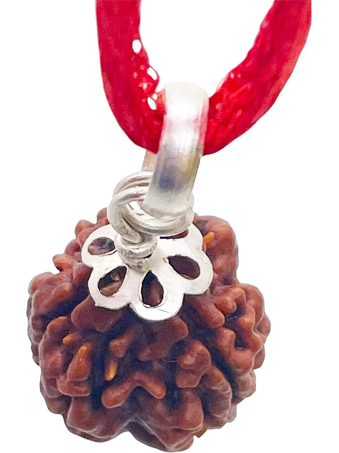 GenZcomplex Unisex Silver-Plated 3 Mukhi Nepali Rudraksha Contemporary Pendant