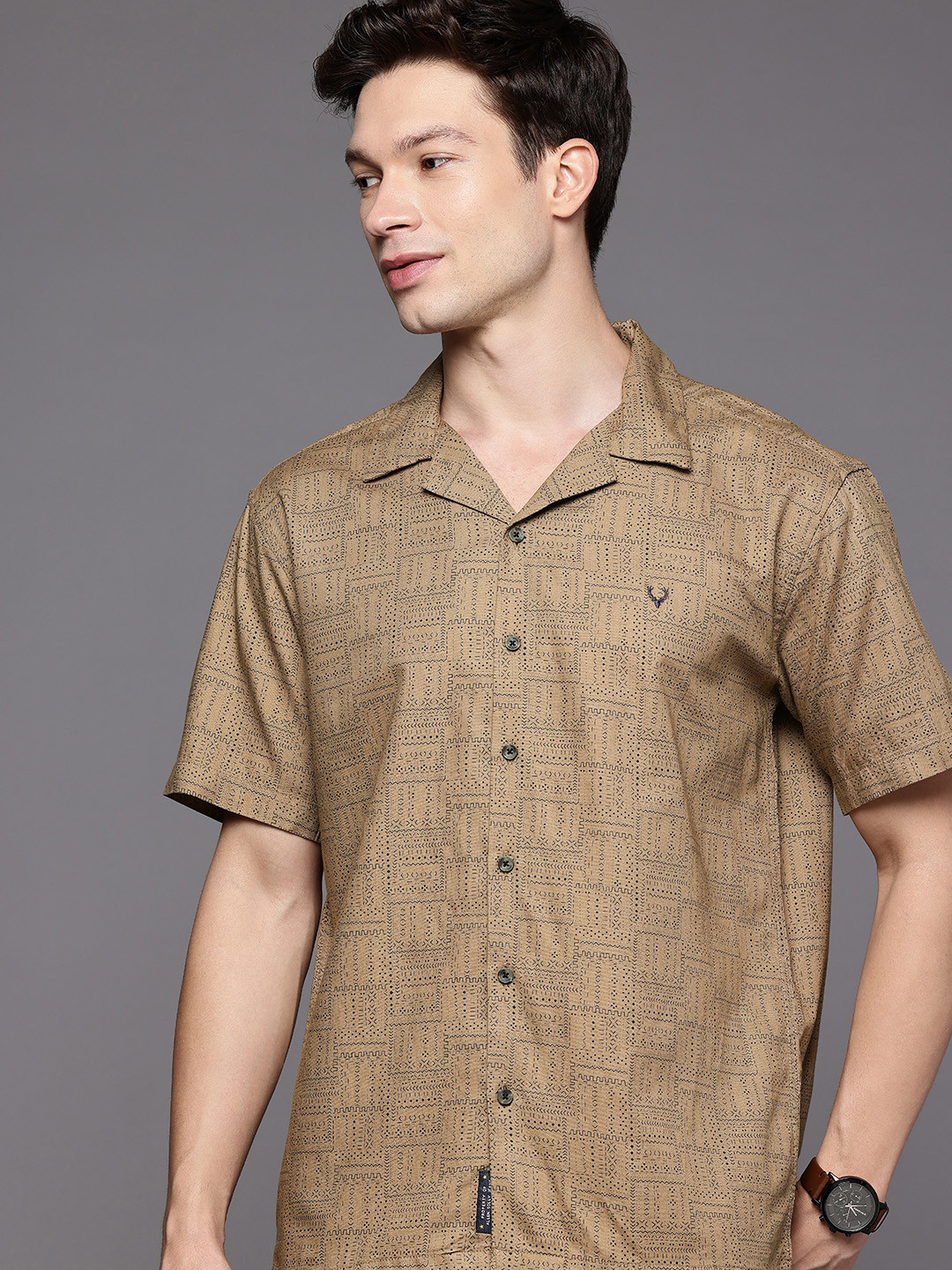 Allen Solly Pure Cotton Relaxed Fit Geometric Printed Casual Shirt