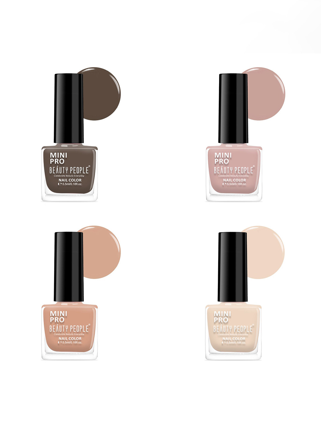 Beauty People Set Of 4 Mini Pro Nail Polish- 5.5 ml Each- Shade- 150-160-194-195