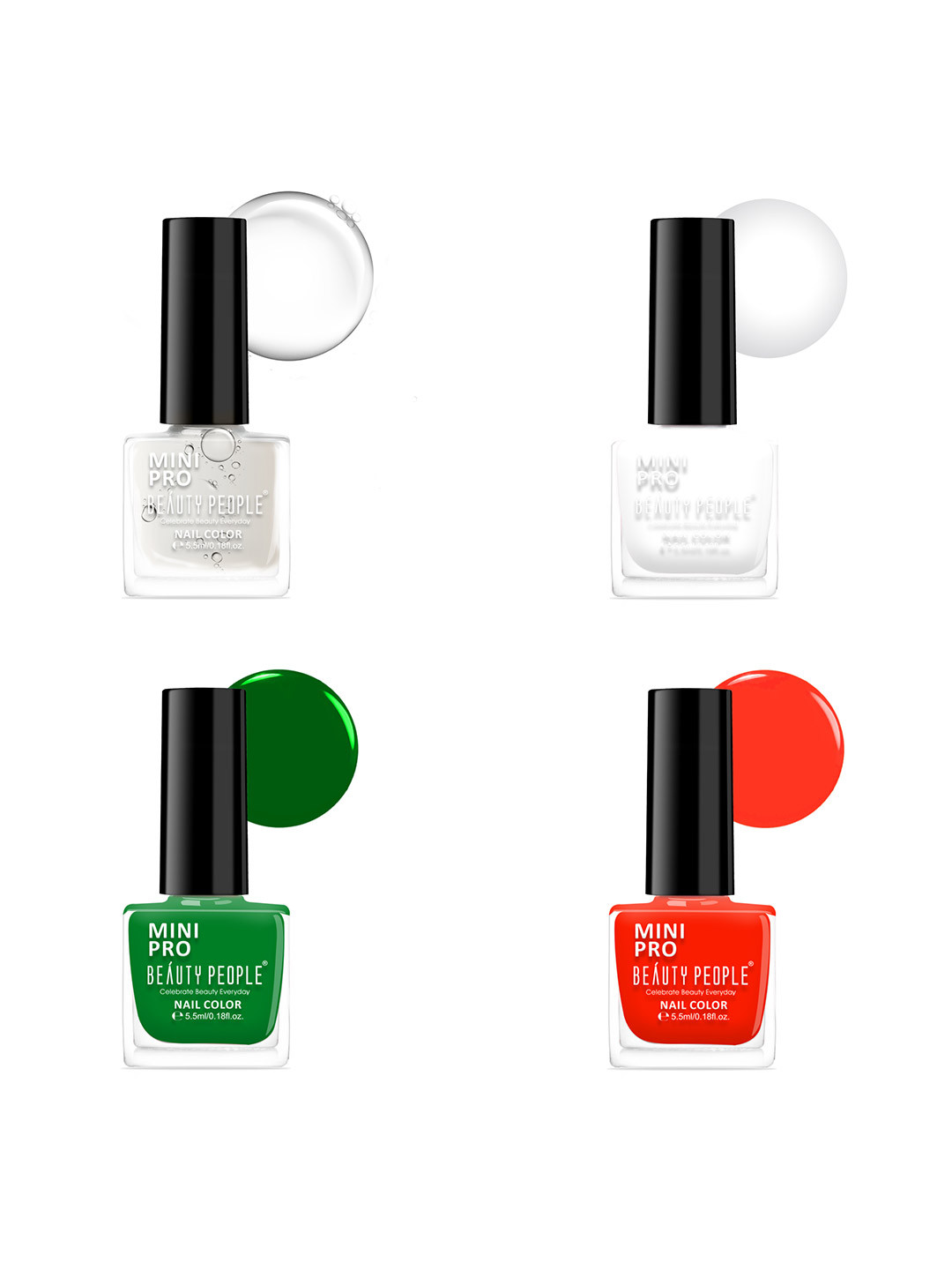 Beauty People Set Of 4 Mini Pro Nail Polish- 5.5 ml Each-  Shade- 126- 127- 128- 135