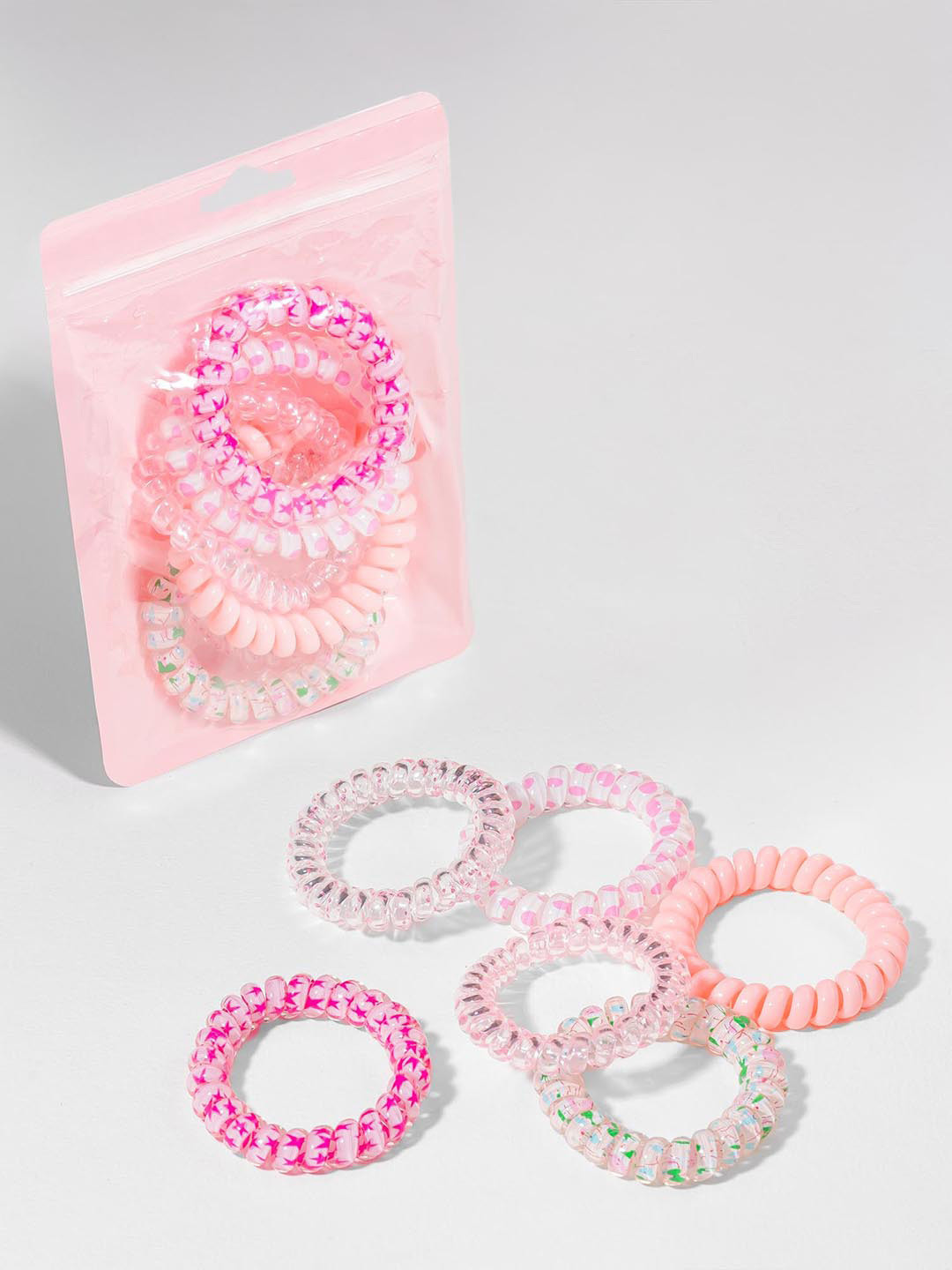 Hair Drama Co. Women Set of 6 Spiral Wire Elastic Ponytail Holder Hair Tie Rubber Bands