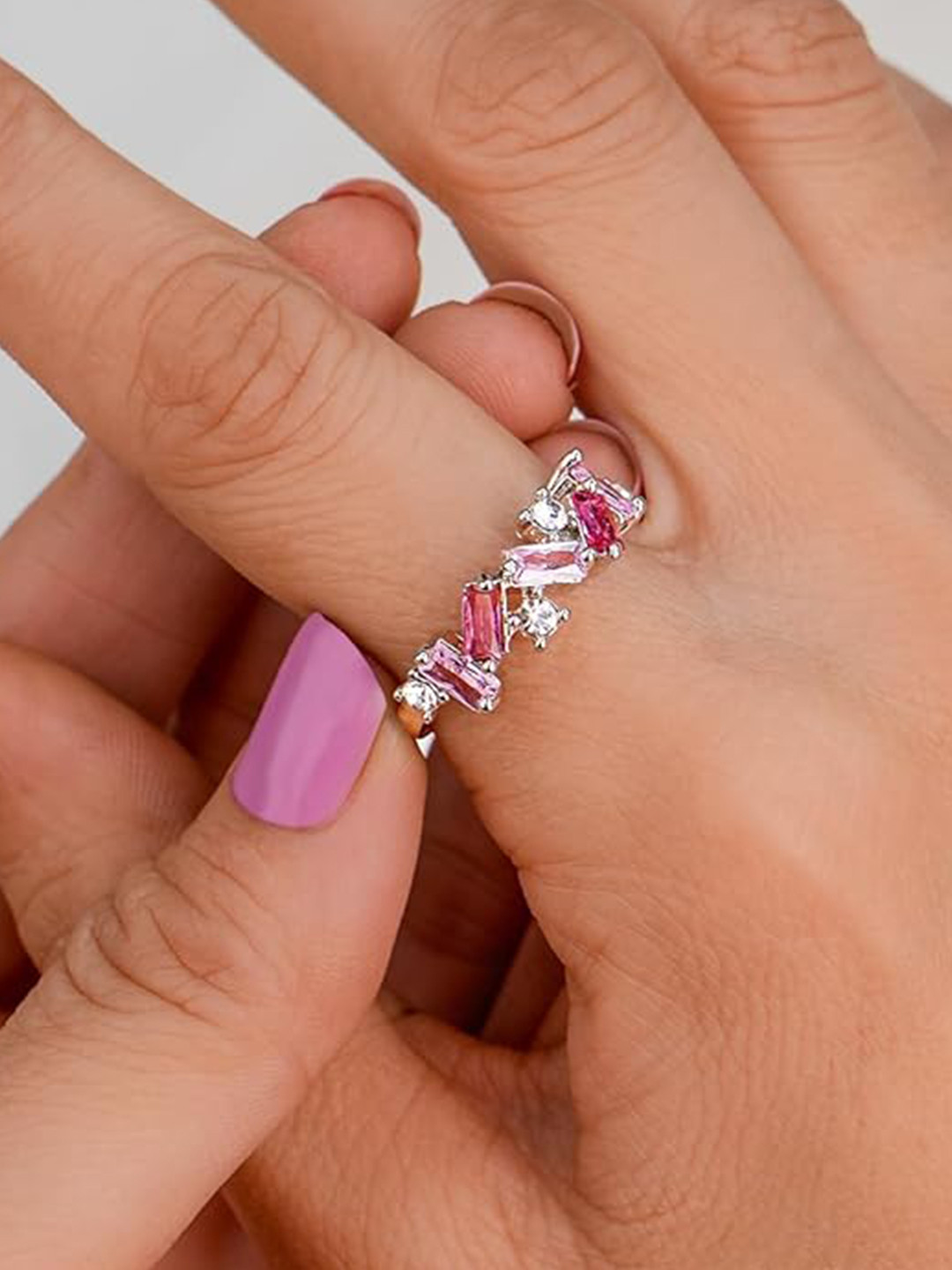 Amalfa 18K Silver-Plated Self-Love Message Finger Ring