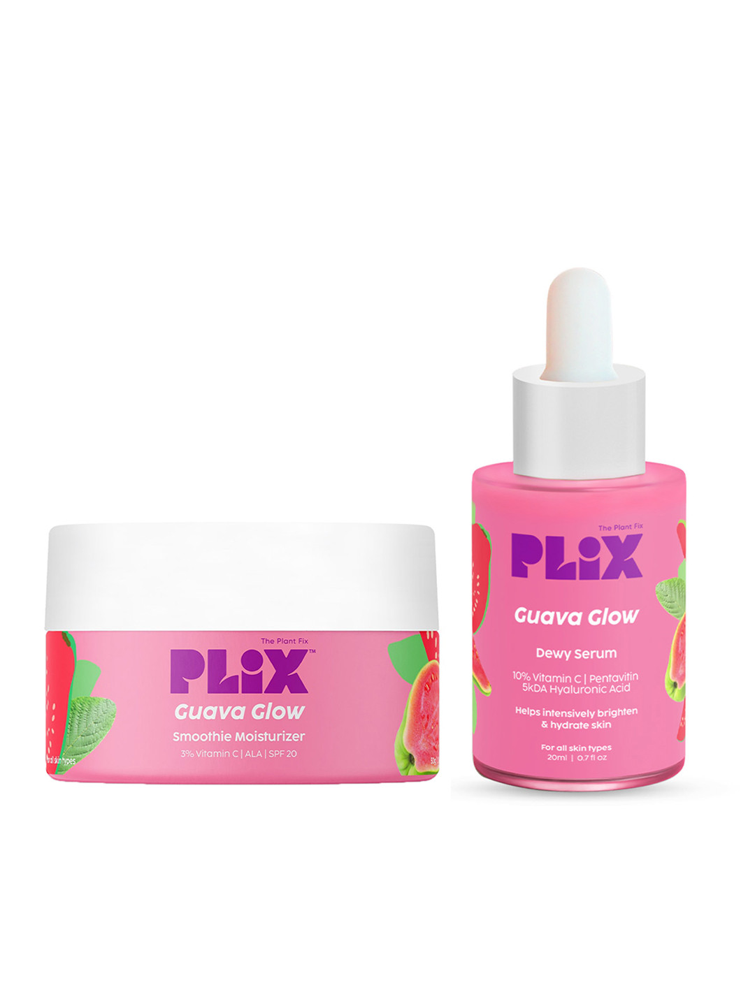PLIX THE PLANT FIX Set of Guava Glow Vit C Moisturizer 120g & Face Serum 20ml