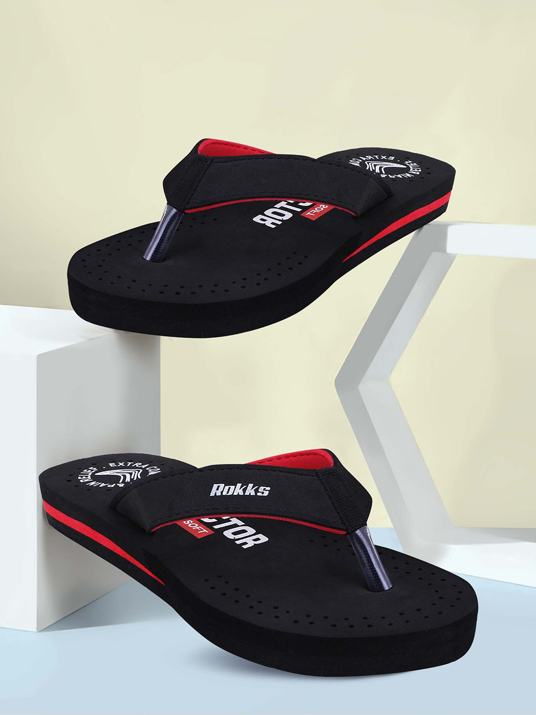 ROKKS Printed Rubber Thong Flip-Flops