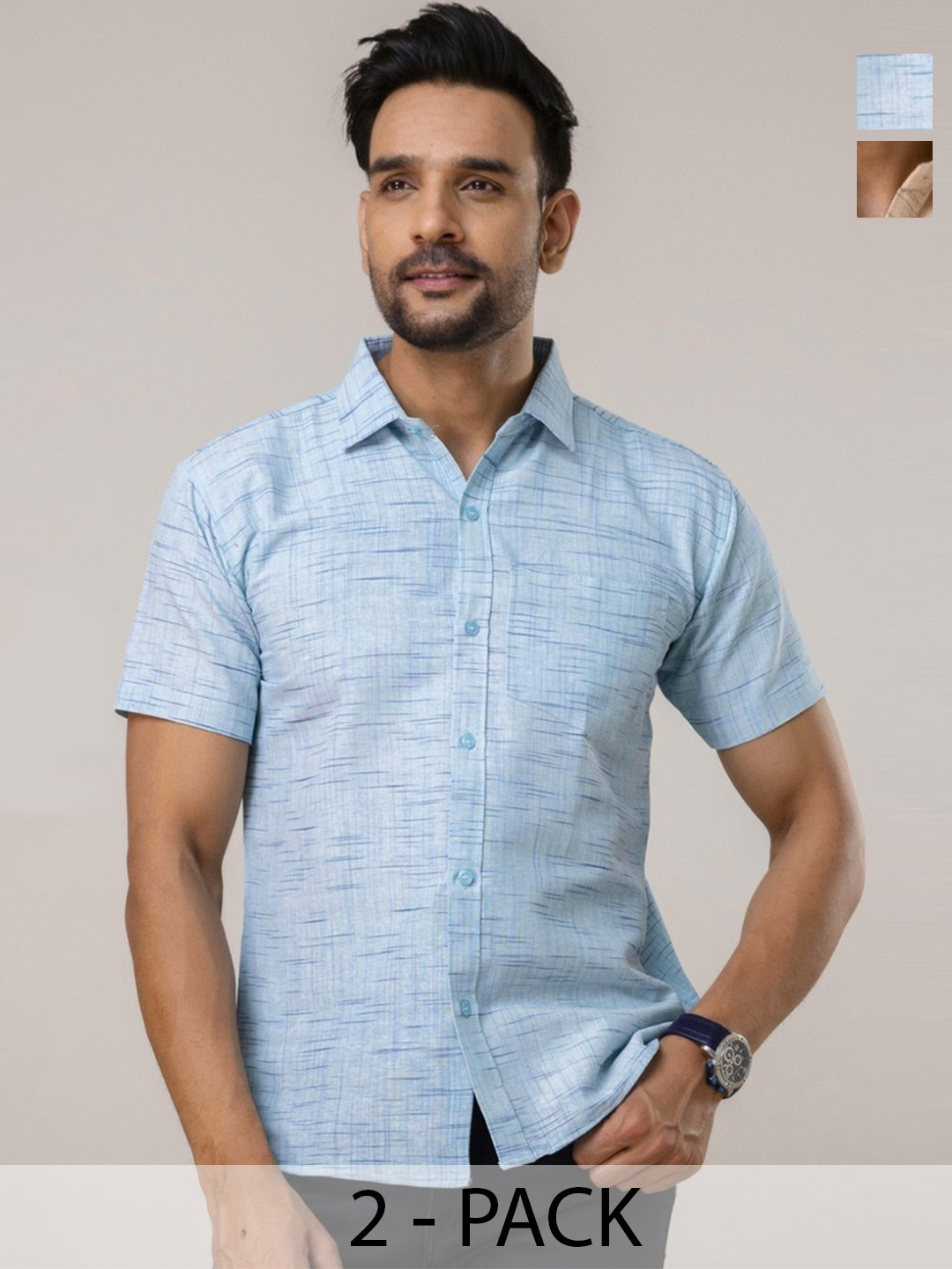 AUZAAI COLLECTION Men Regular Fit Pack of 2 Abstract Printed Cotton Casual Shirts