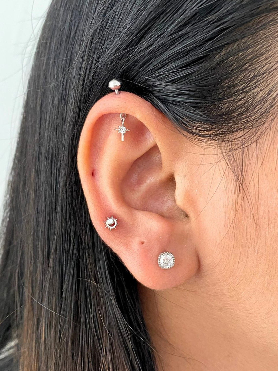 Boldiful Starburst Sterling Silver Helix 5A Cubic Zirconia Drop Earrings