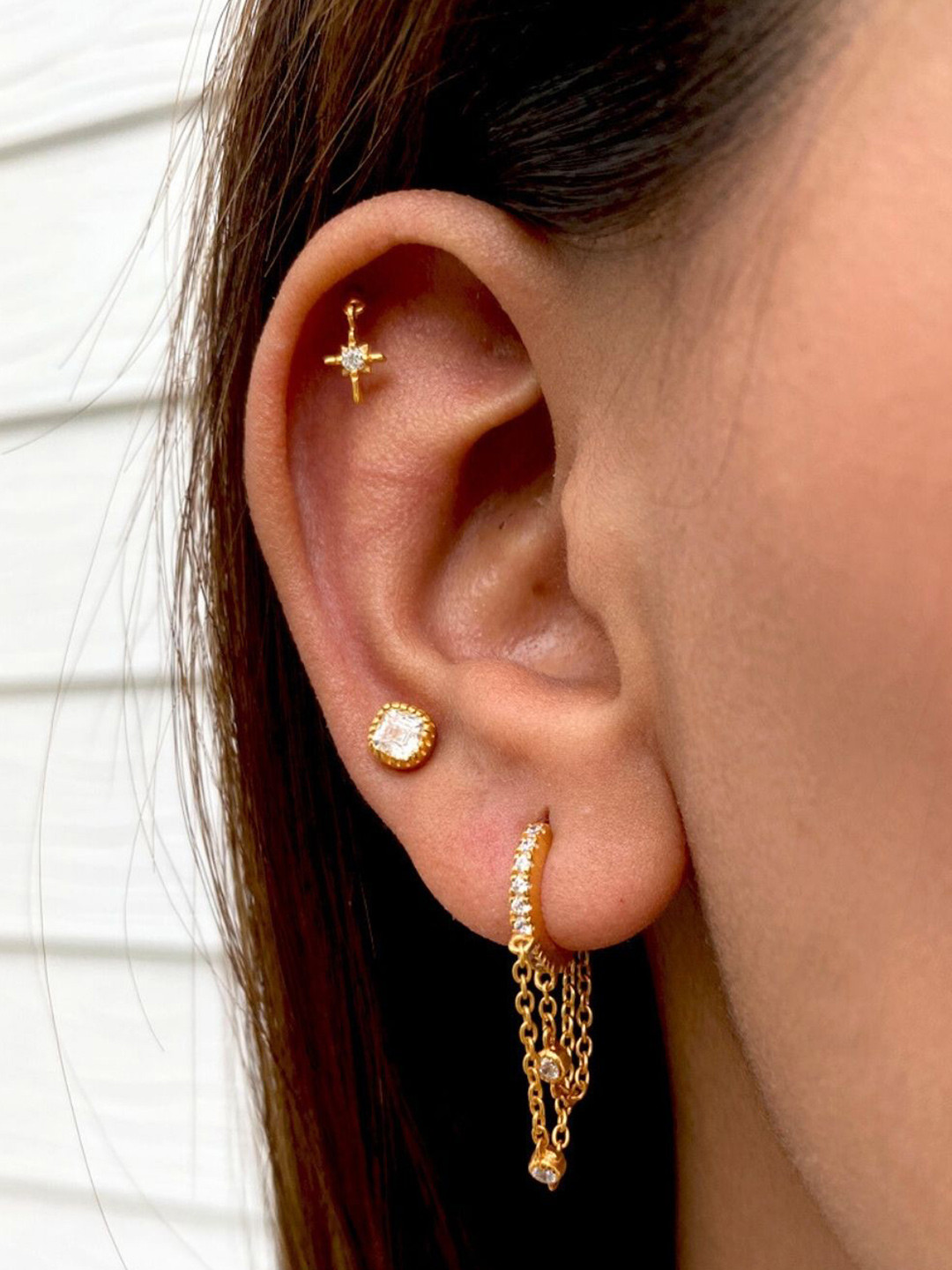 Boldiful 18K Gold Vermeil Sterling Silver Drop Helix Piercing bugadi Earrings