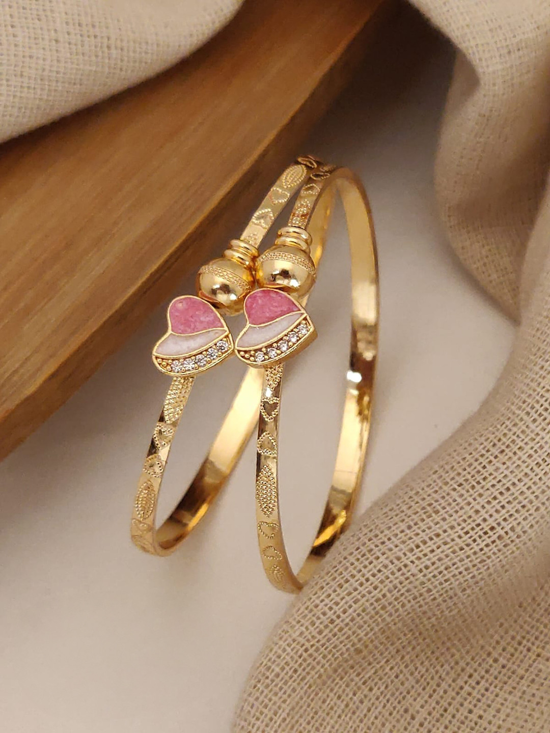 RACHANA FASHION Set Of 2 Gold-Plated Adjustable Bangles