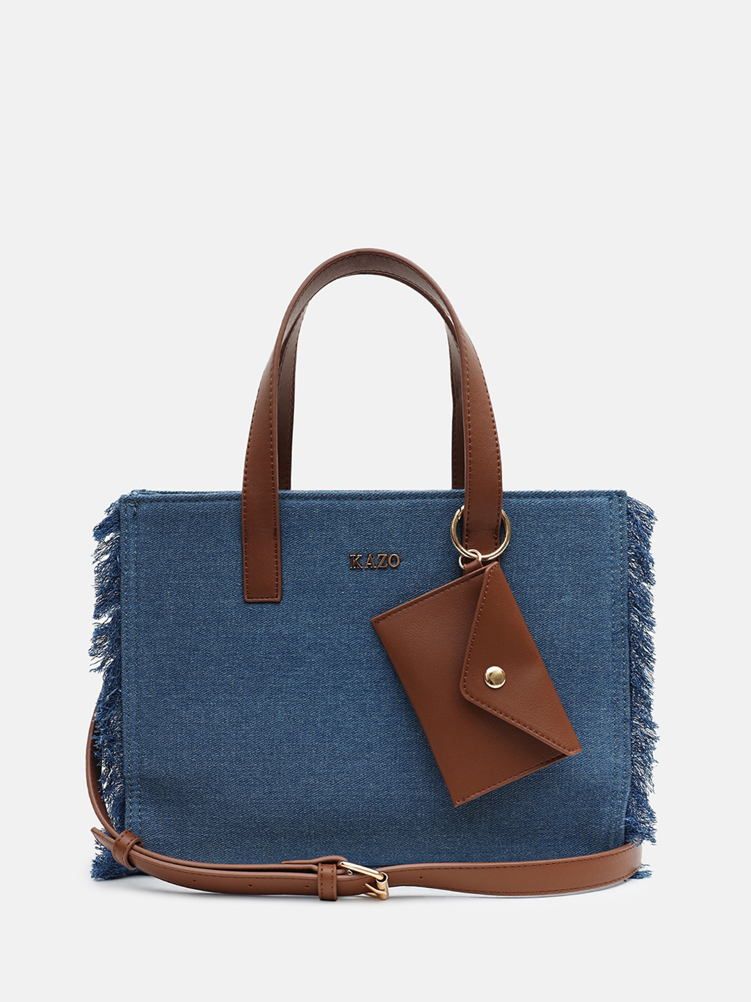 Kazo Shopper Denim Fringe Satchel