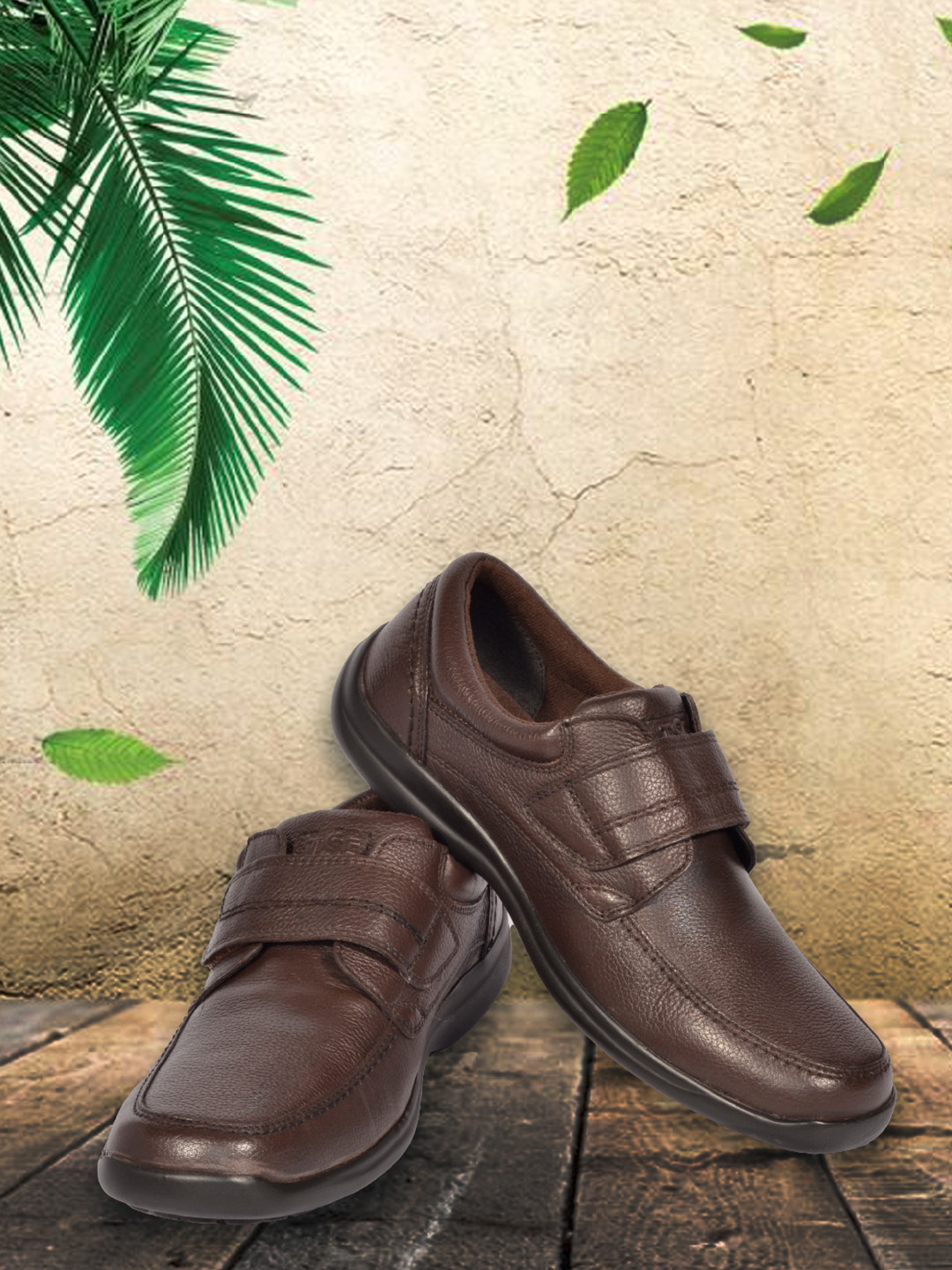 TSF Brown Round-Toed Leather Formal Shoes