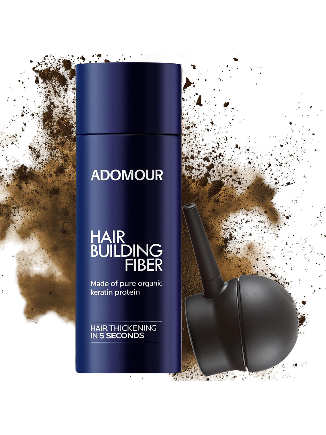 ADOMOUR Hair Building Fiber With Applicator Pump- 27.5 g - Dark Brown