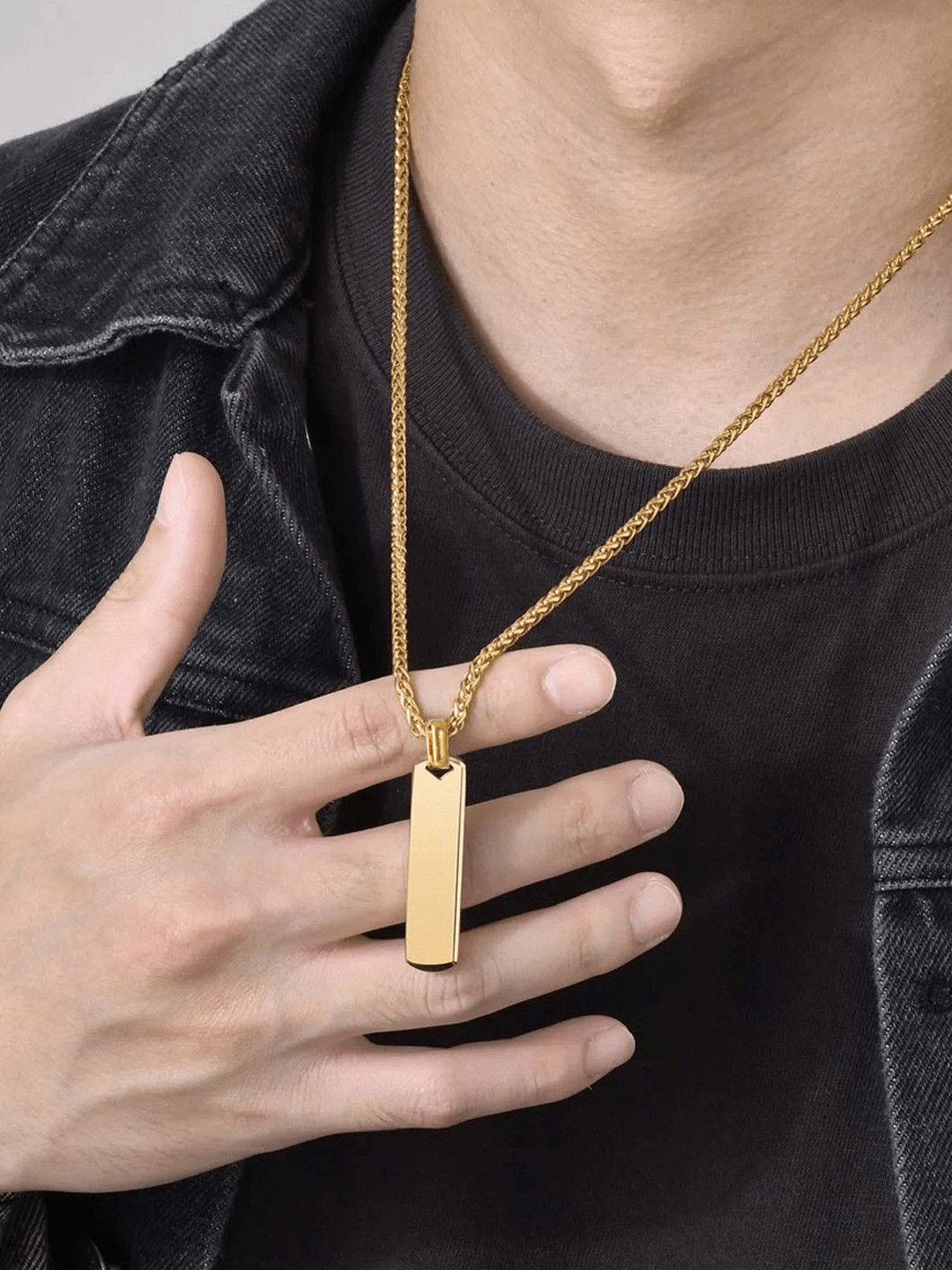Designs & You Stainless Steel Gold-Plated Geometric Pendants With Chains