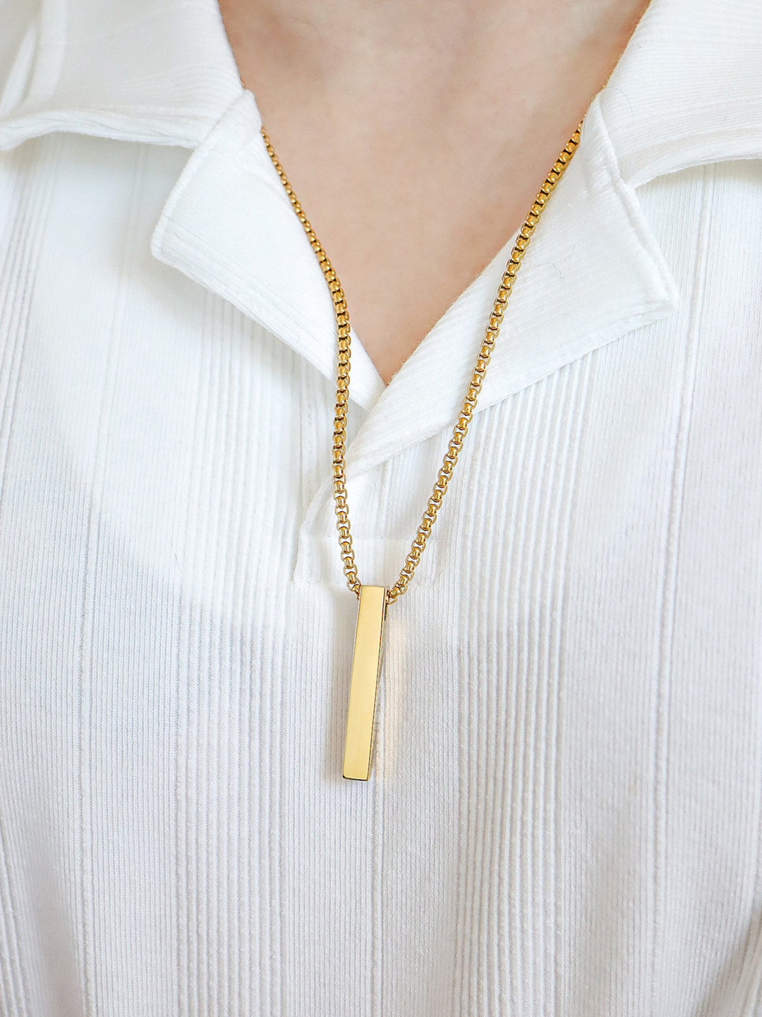 Designs & You Stainless Steel Gold-Plated Geometric Pendants With Chains