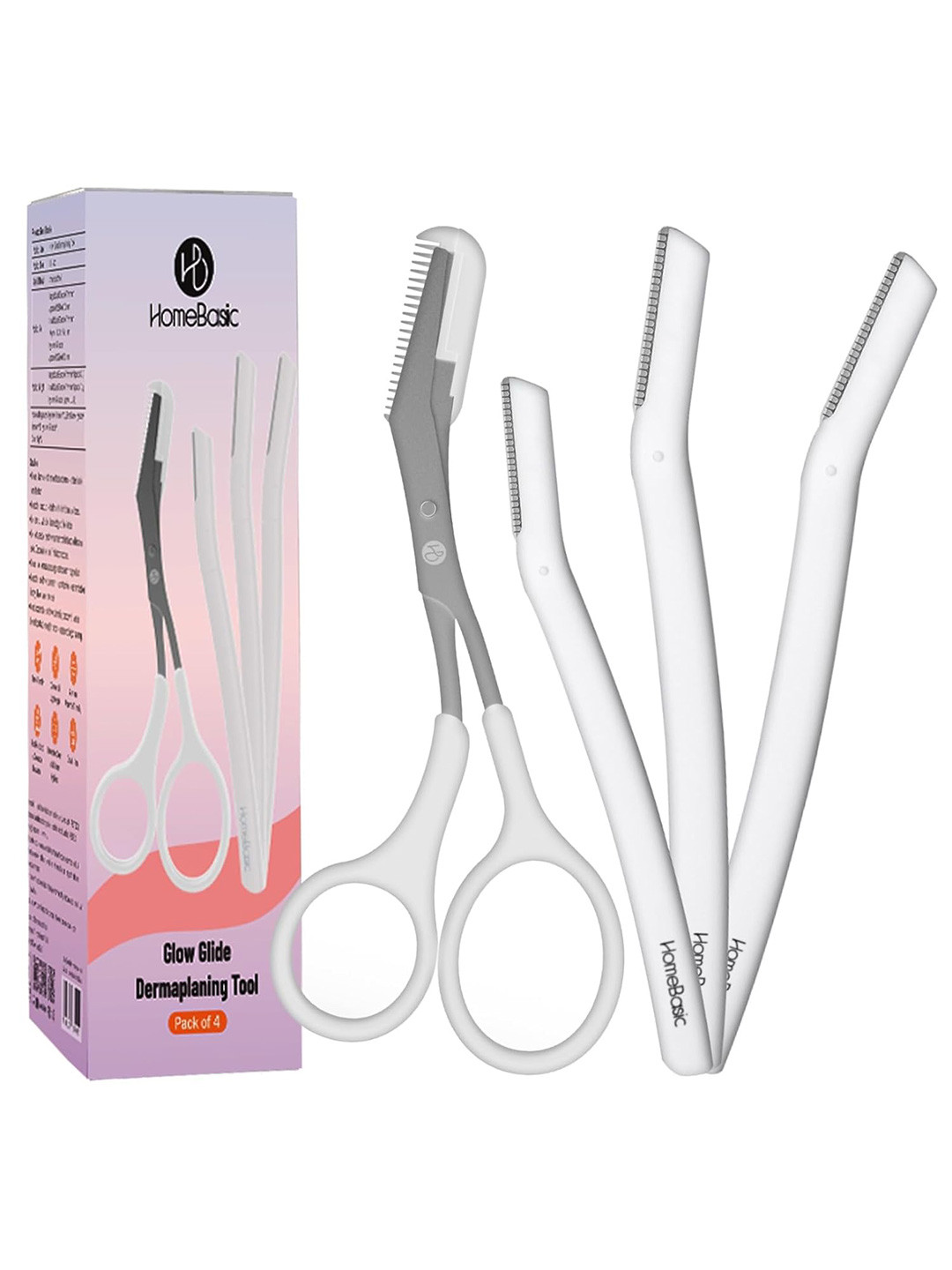 HOMEBASIC Set Of 4 Eyebrow Trimmer & Stainless Steel Scissors