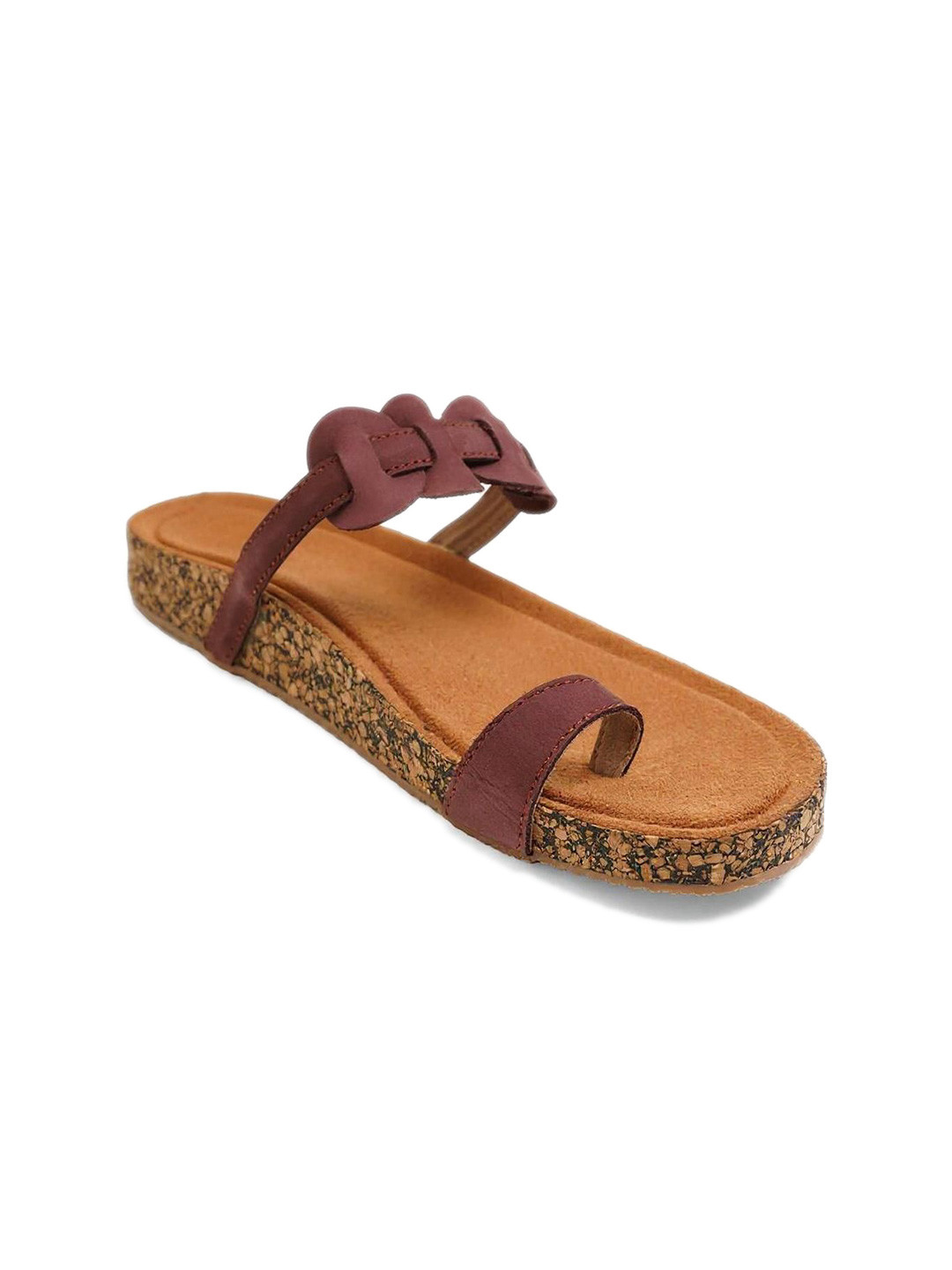 Kneetoes Women Staple Brown One-Toe Casual Flat Sandals