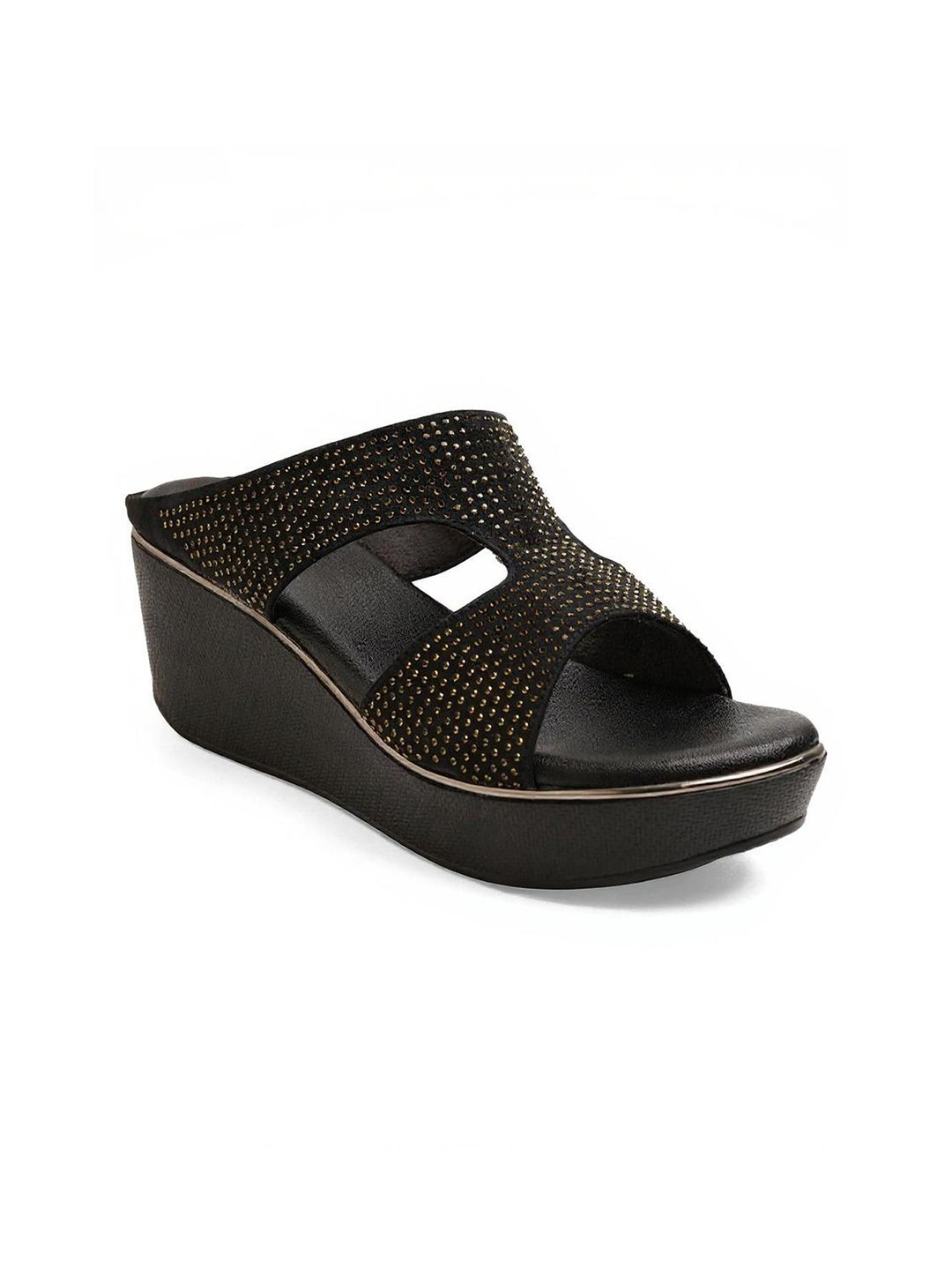 Kneetoes Women Gemglow Black Wedge Party Sandals