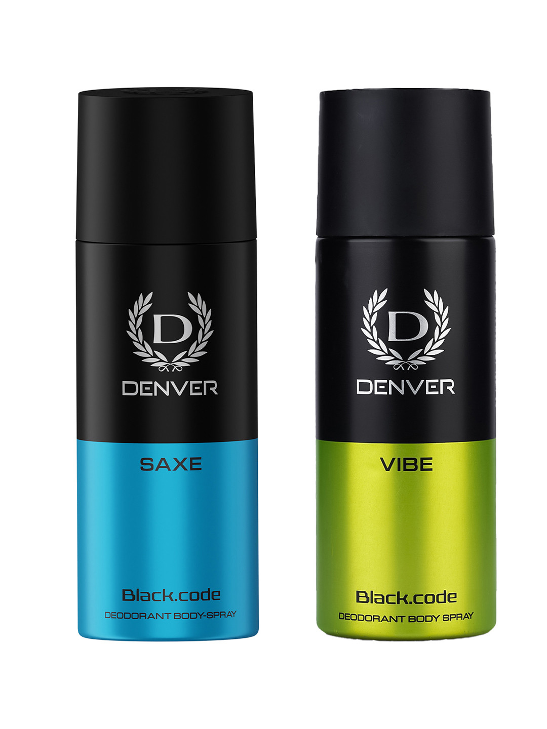 Denver Men Pack Of 2 Saxe & Vibe Black Code Long Lasting Deodorant Spray - 150ml Each