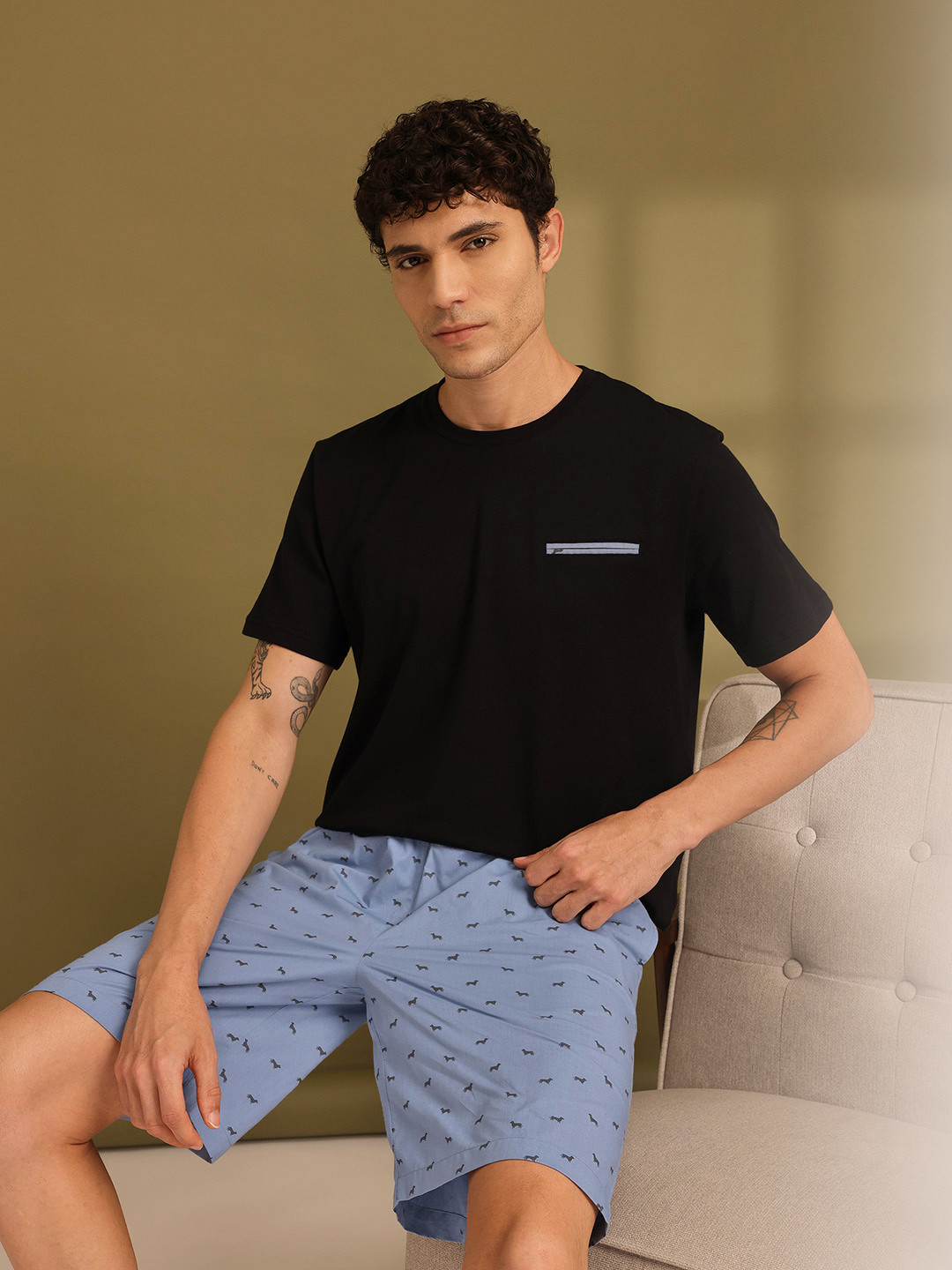 ETC Animal Graphic Printed T-Shirt with Shorts MY-SOMTSPJ03-BLACK