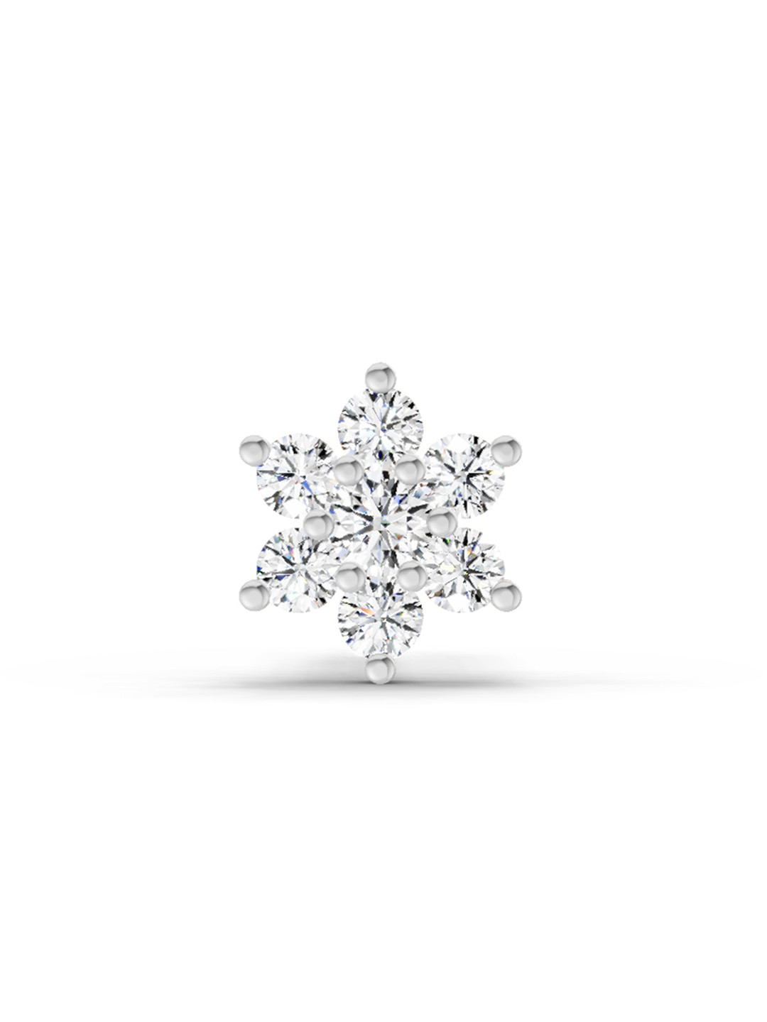 Sparkles Lab Grown Diamond 0.11 Carat Floral Round Shape Diamond Nose Pin 14K Yellow Gold